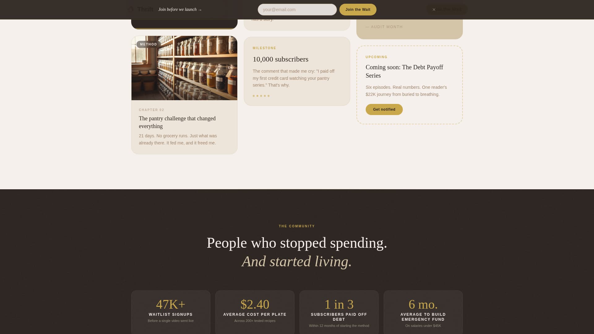 Thrift — Smart Budget-Conscious Living Landing Page Template