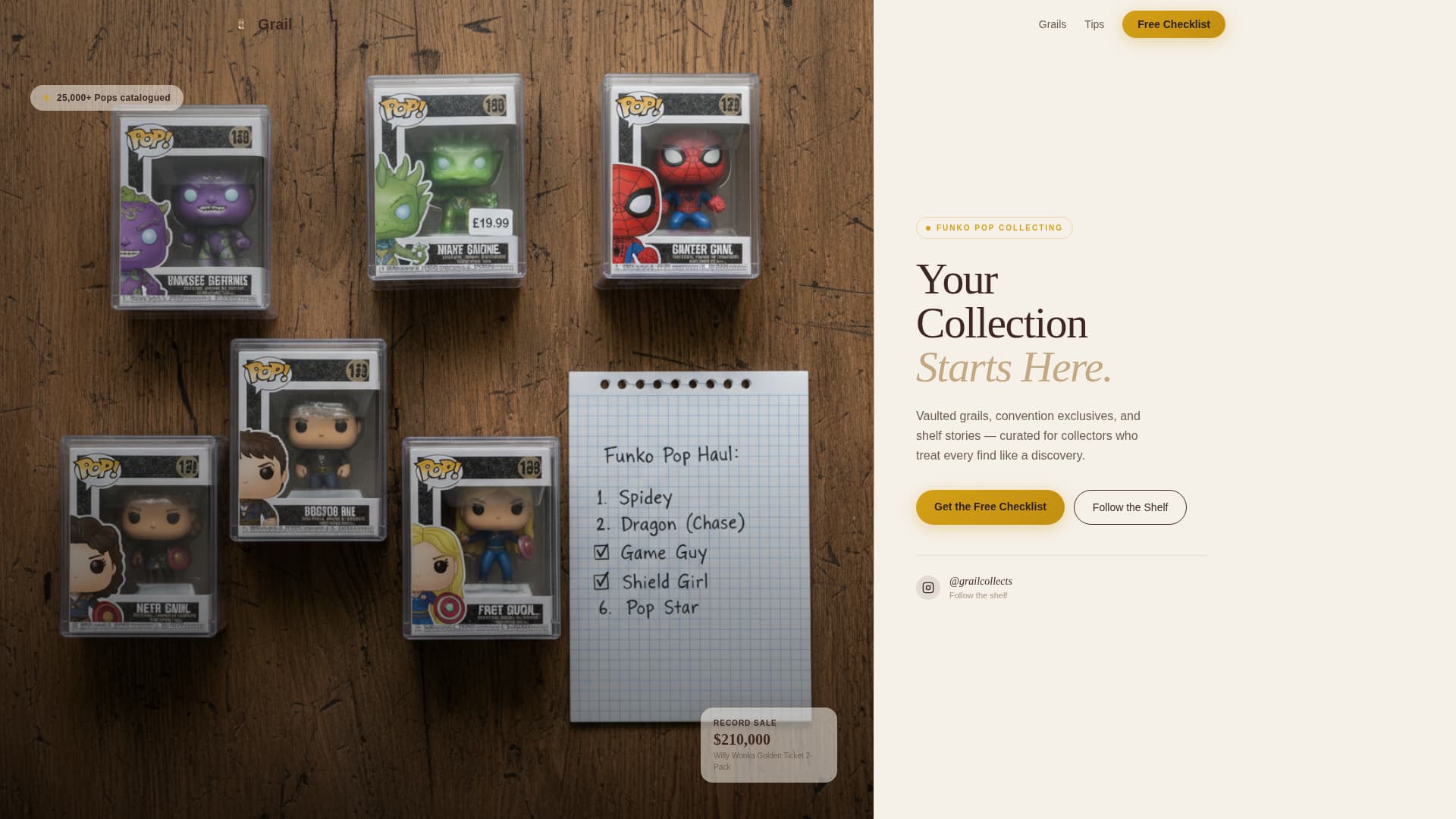 Grail — Premium Rare Collectibles Landing Page Template