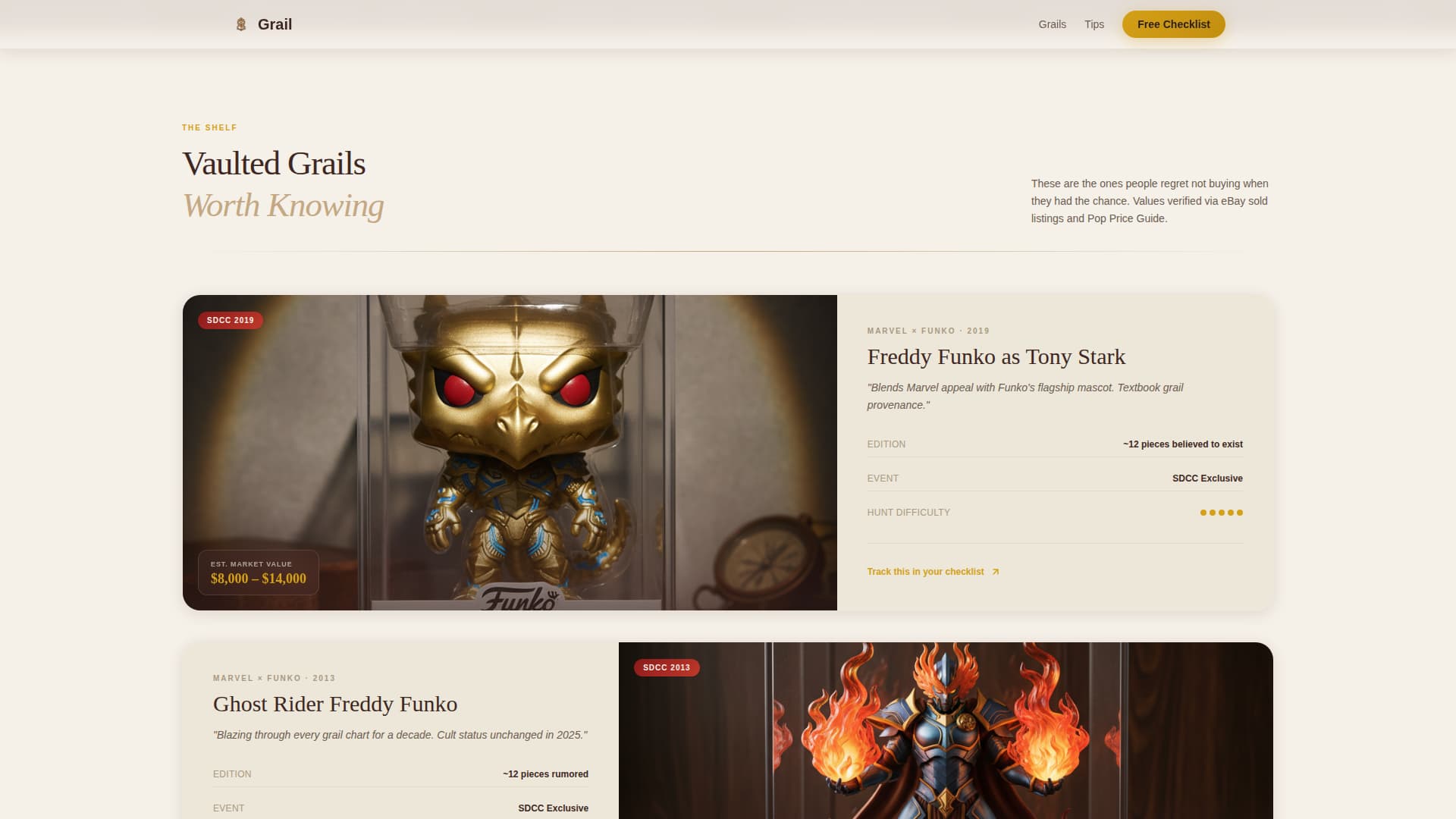 Grail — Premium Rare Collectibles Landing Page Template