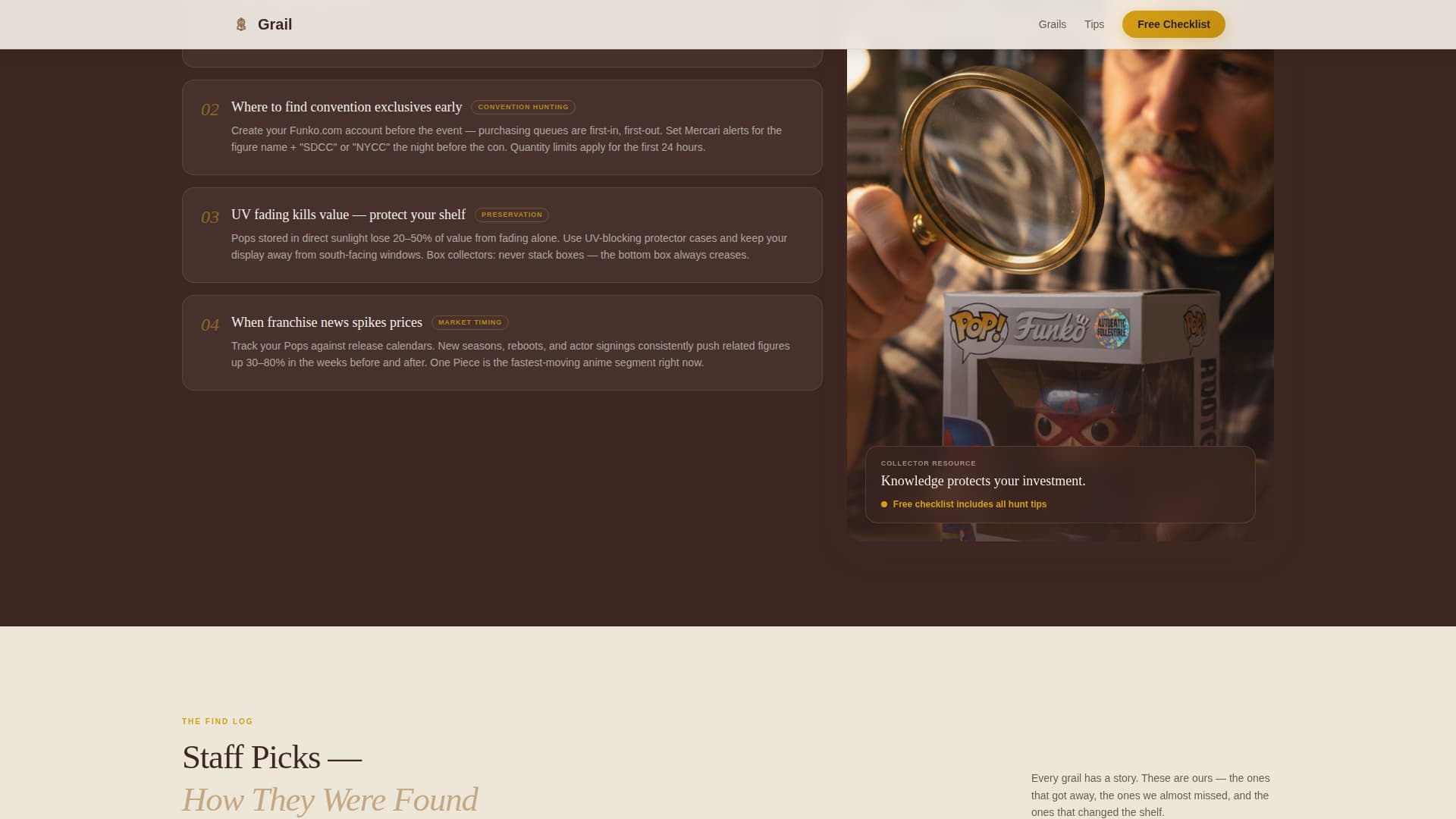 Grail — Premium Rare Collectibles Landing Page Template