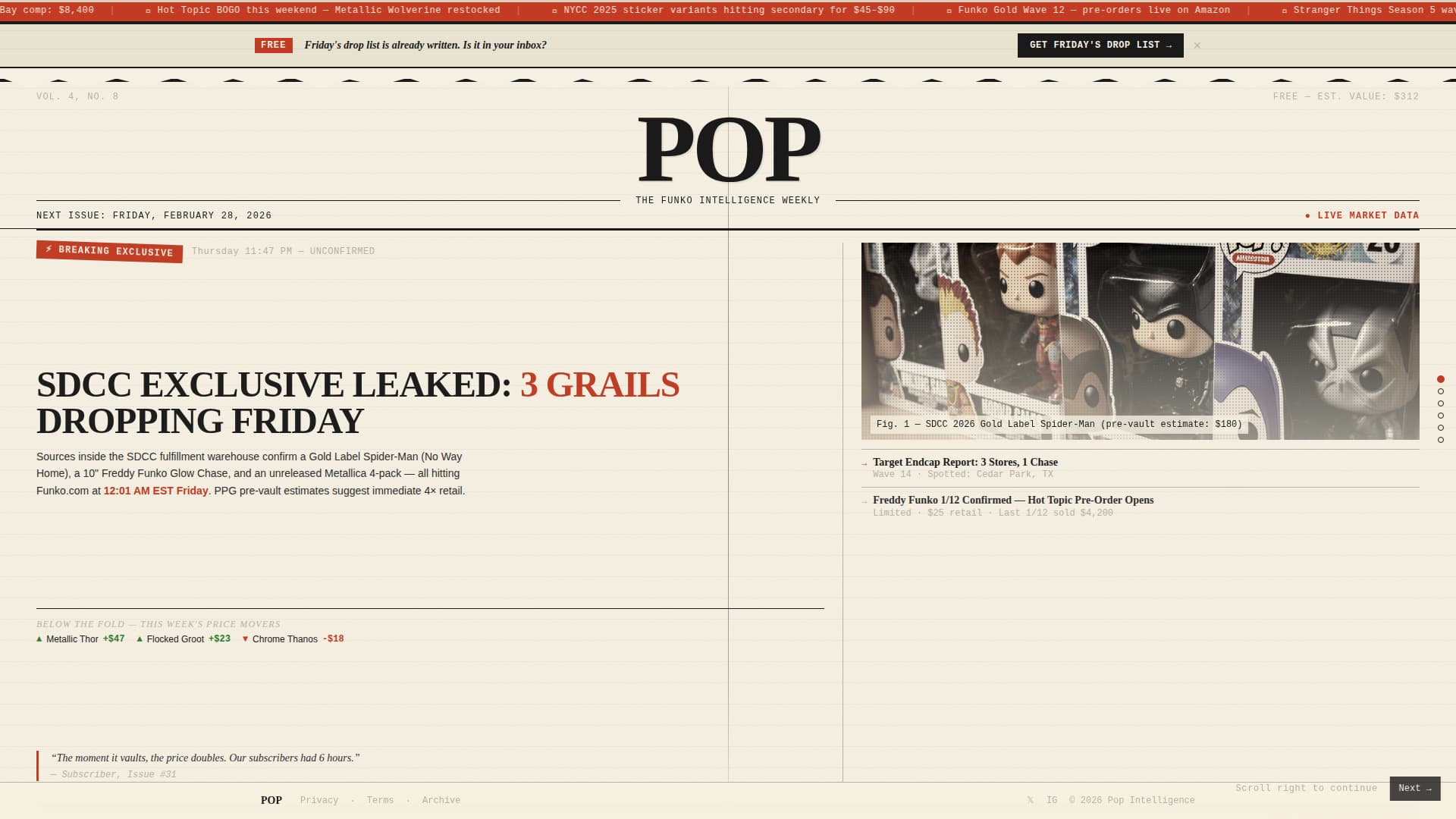 Pop - Vintage Collector Landing Page Template