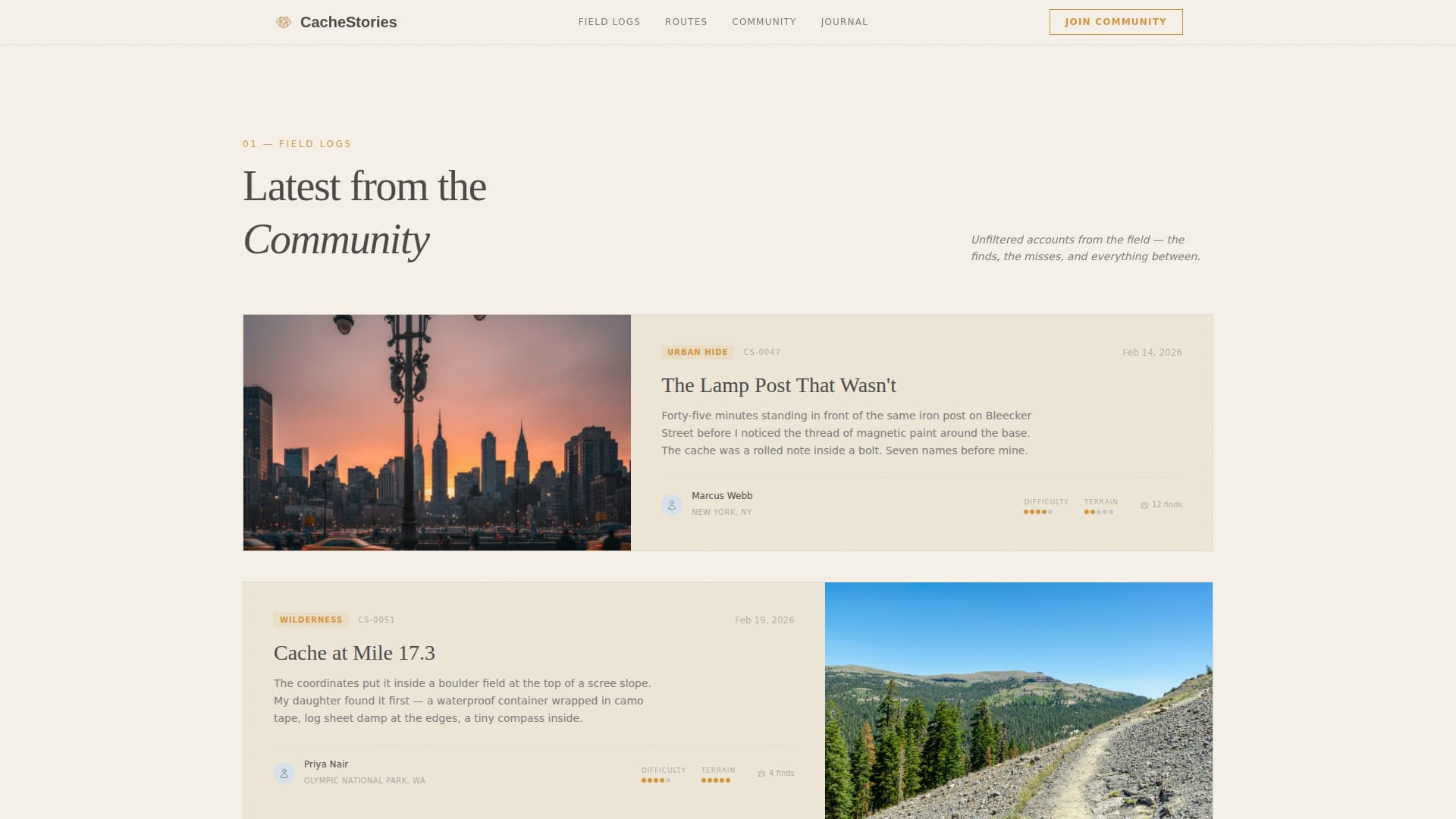 Cache - Adventurous Geocaching Landing Page Template