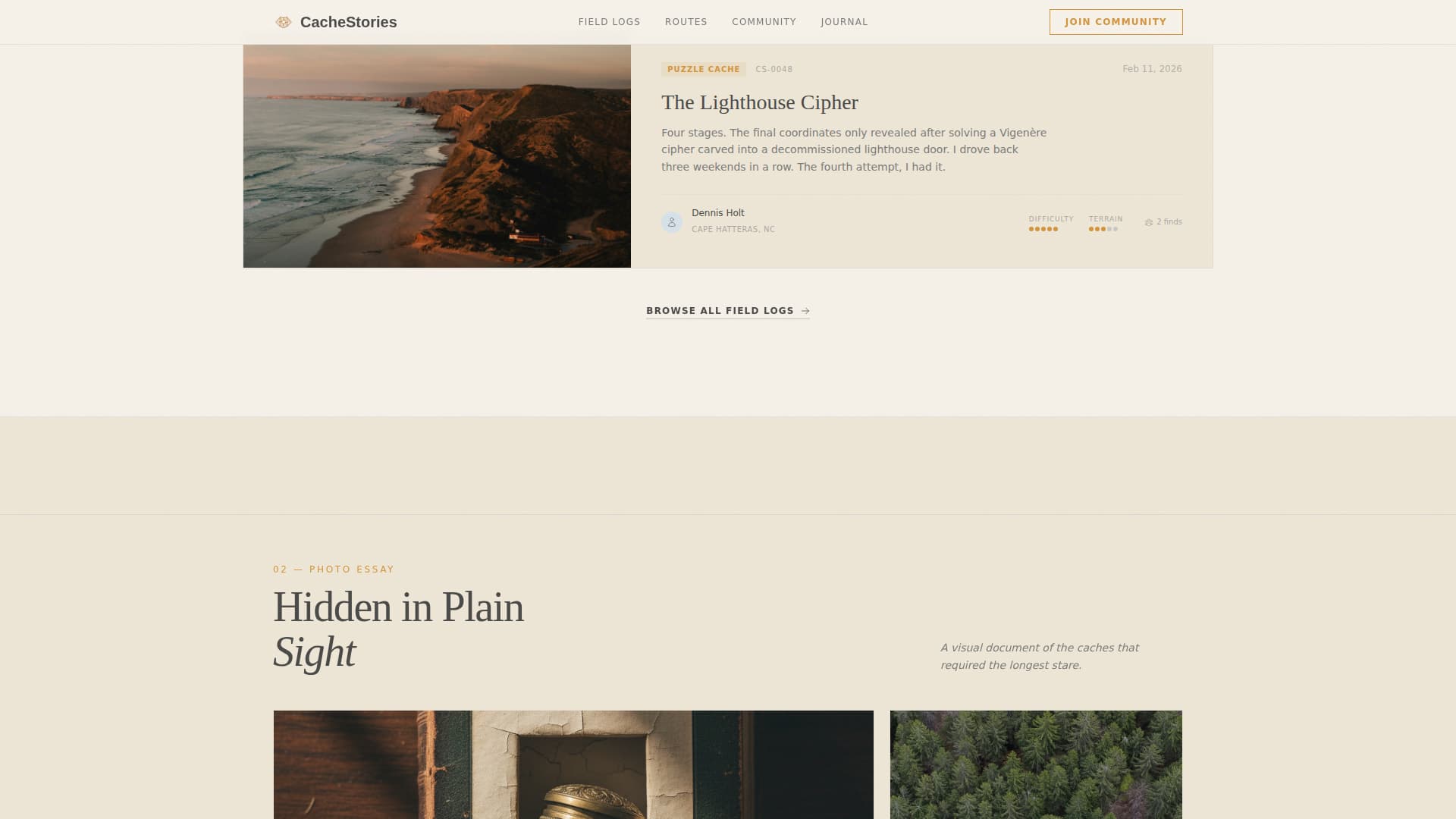 Cache - Adventurous Geocaching Landing Page Template