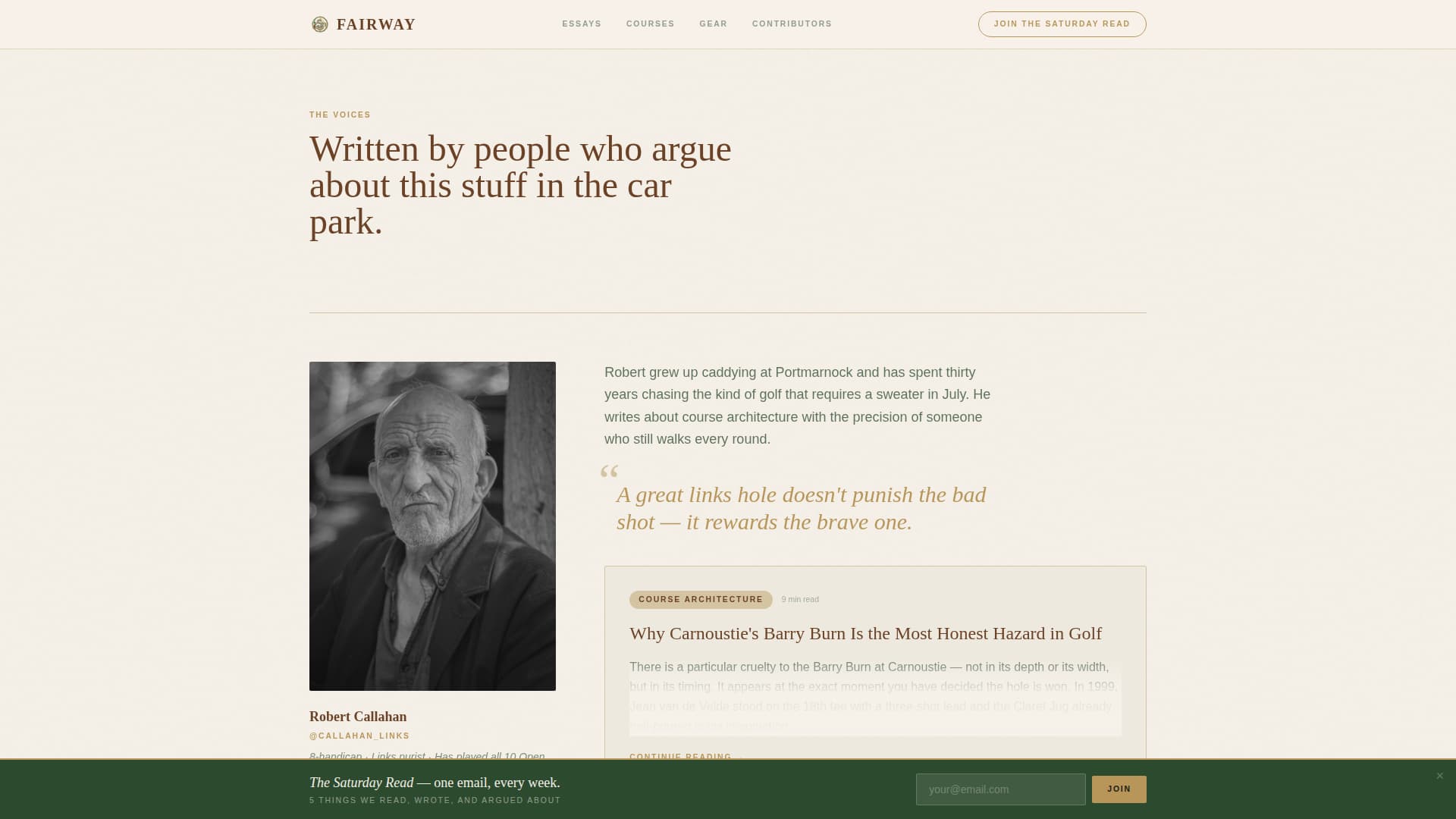 Fairway - Editorial Golf Landing Page Template