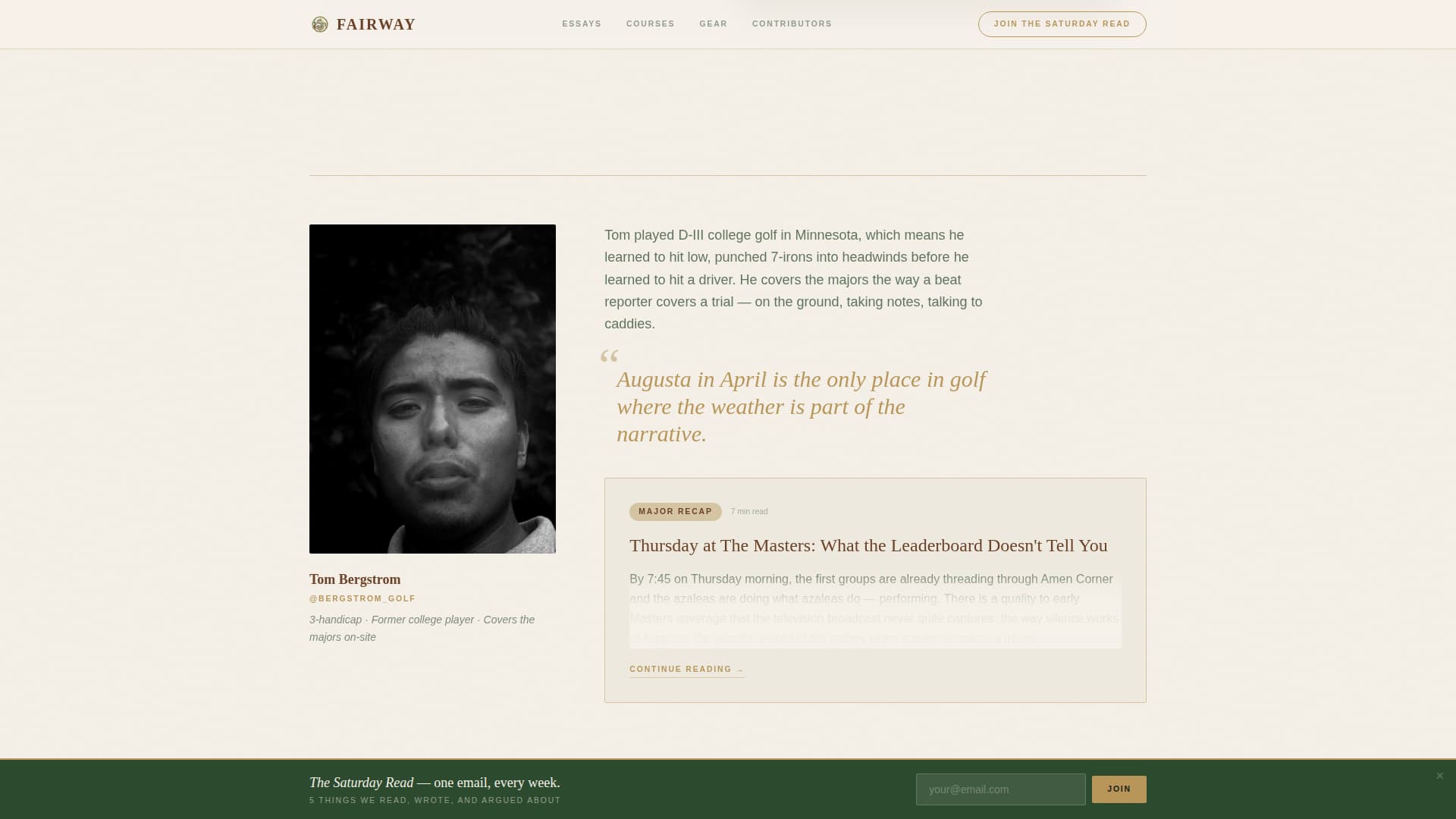 Fairway - Editorial Golf Landing Page Template