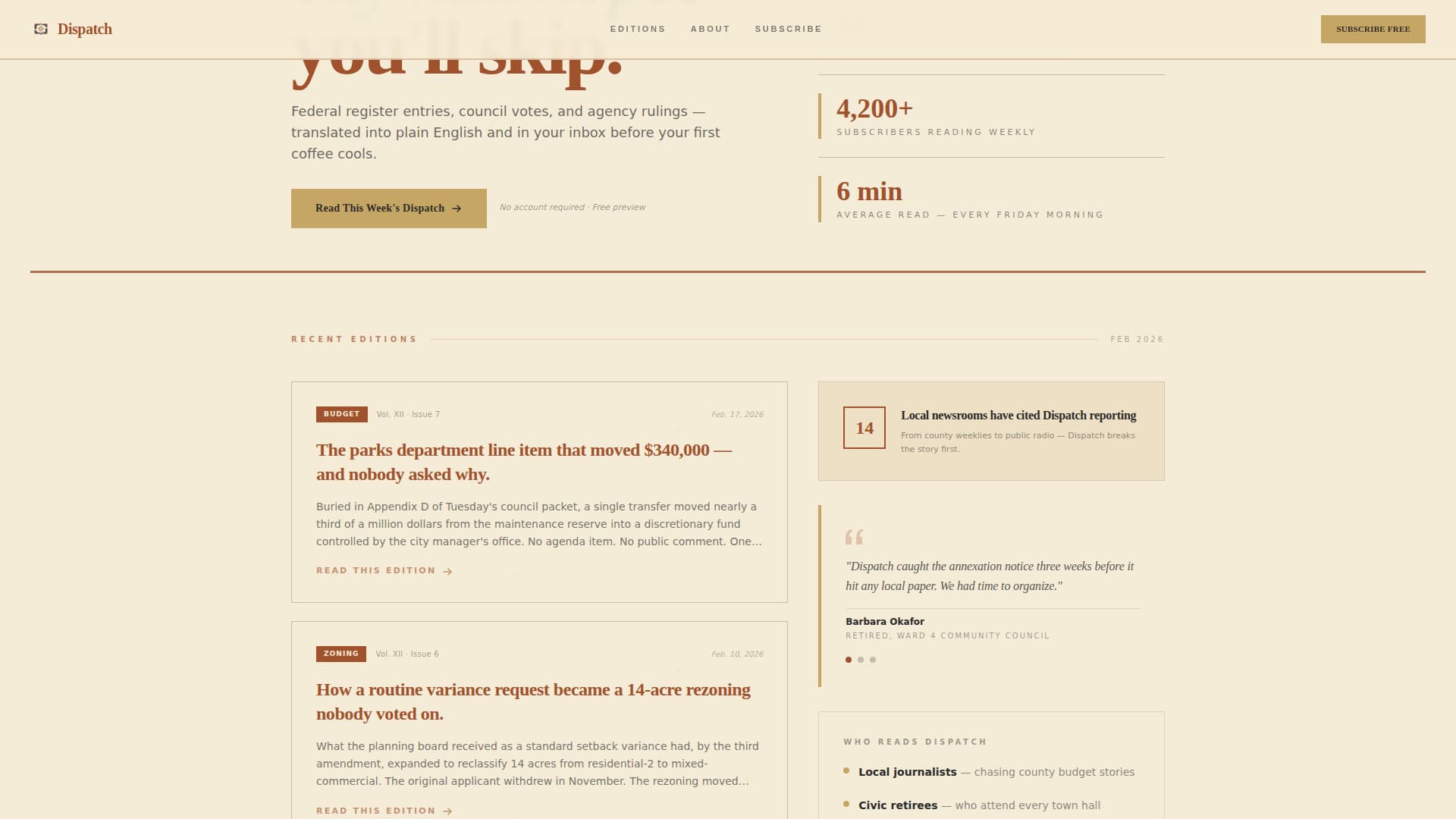 Dispatch - Authoritative Government Landing Page Template