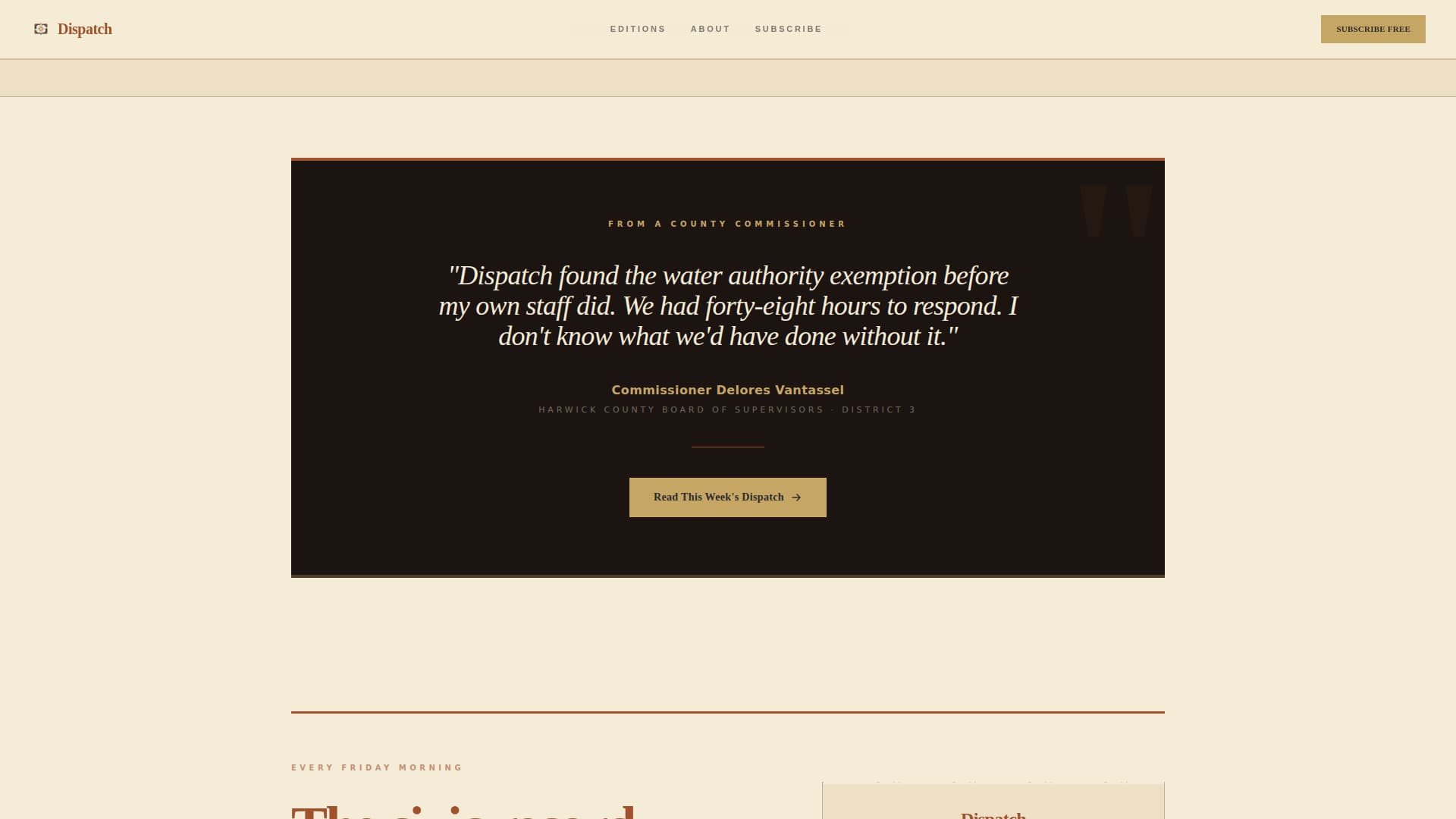 Dispatch - Authoritative Government Landing Page Template