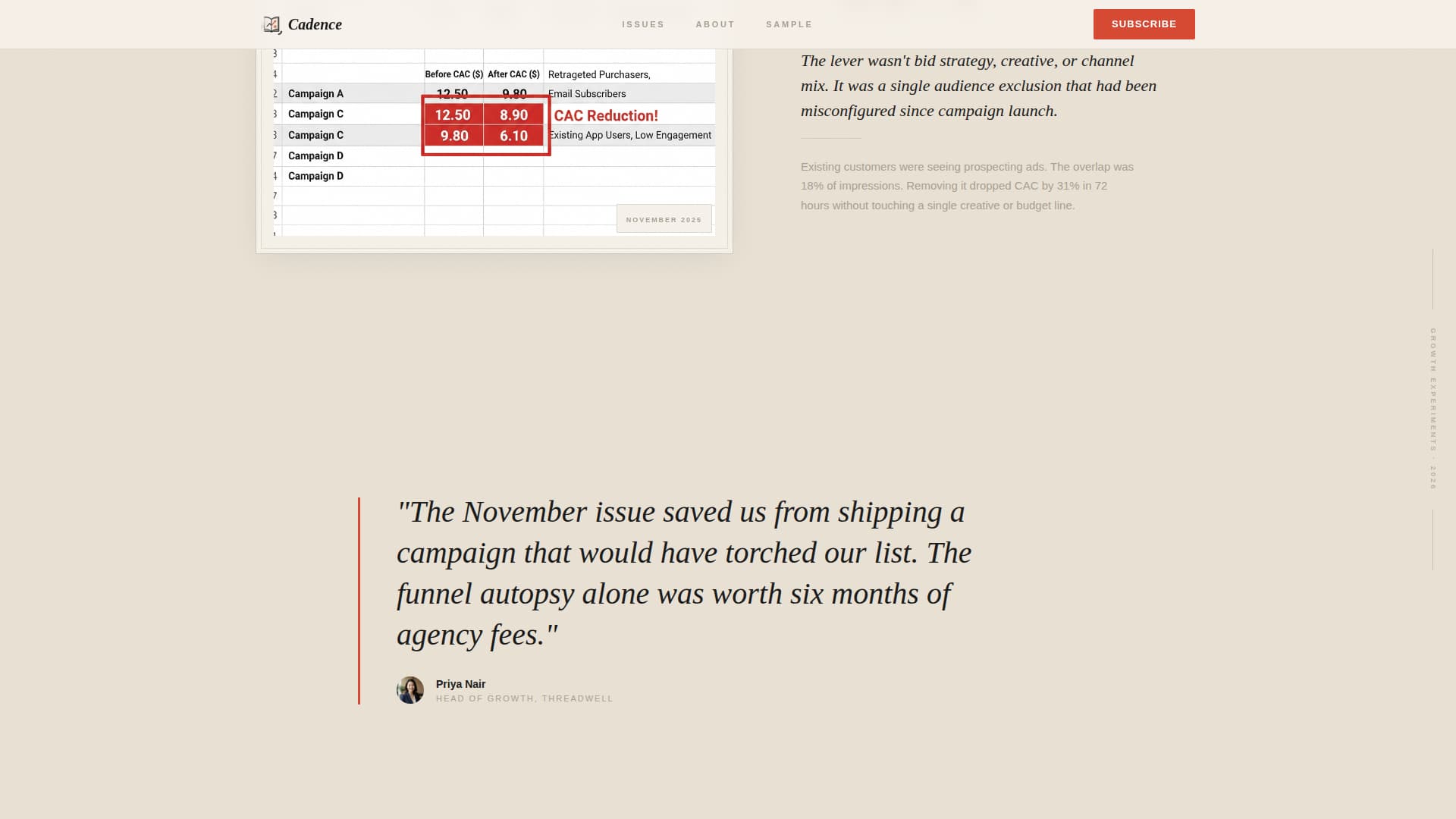 Cadence - Compelling Growthmarketing Landing Page Template
