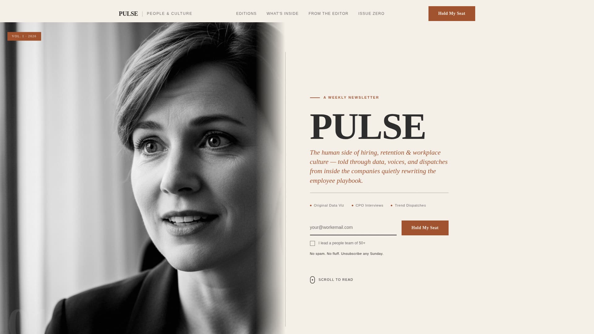 Pulse - Editorial HR Ops Landing Page Template