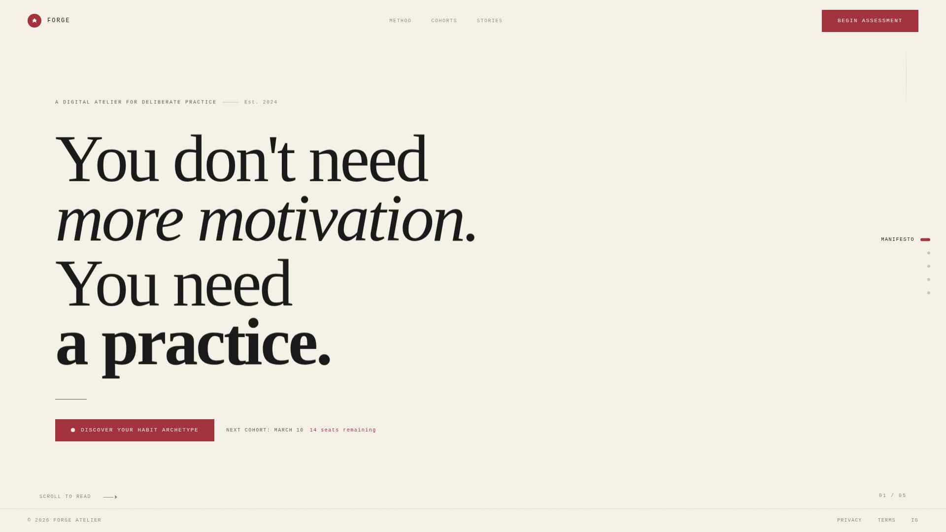 Forge - Deliberate Habitbuilding Landing Page Template