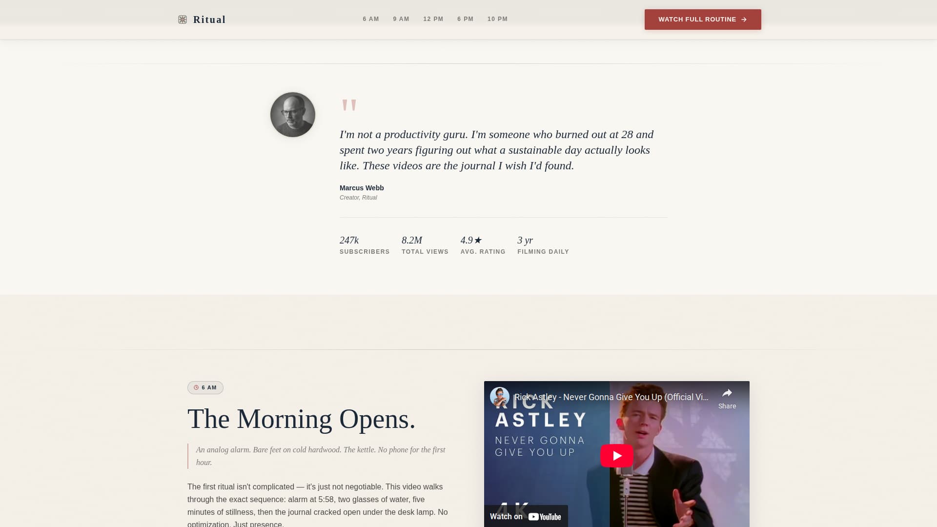 Ritual — Proven Habit Formation Landing Page Template