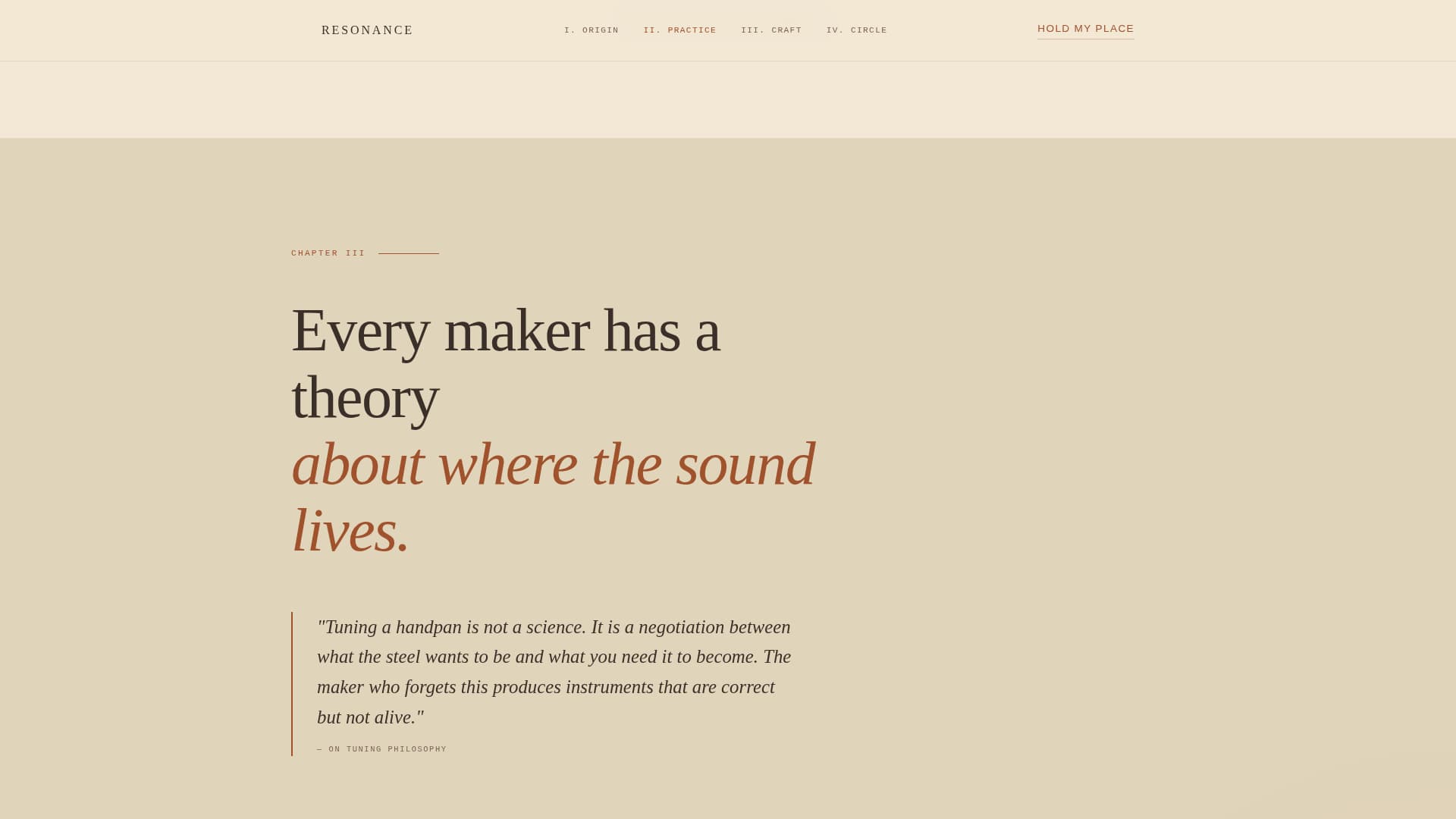 Resonance - Meditative Handpan Landing Page Template