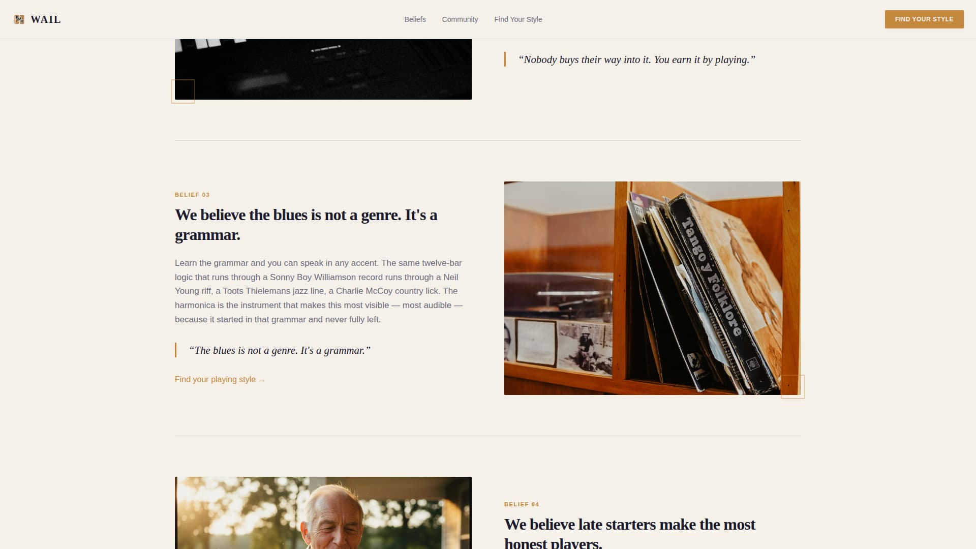 Wail - Soulful Harmonica Landing Page Template