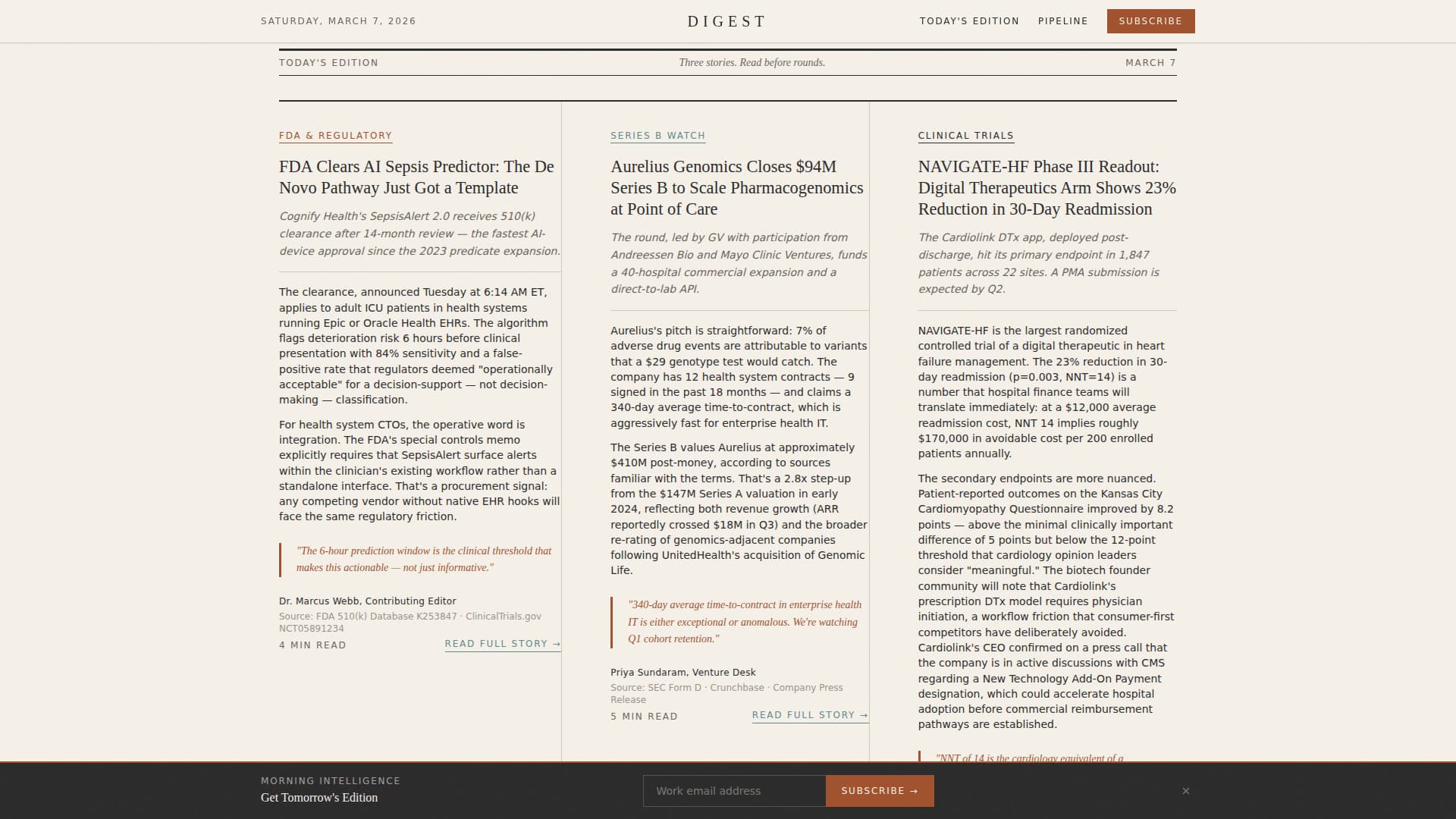 Digest - Authoritative Healthtech Landing Page Template