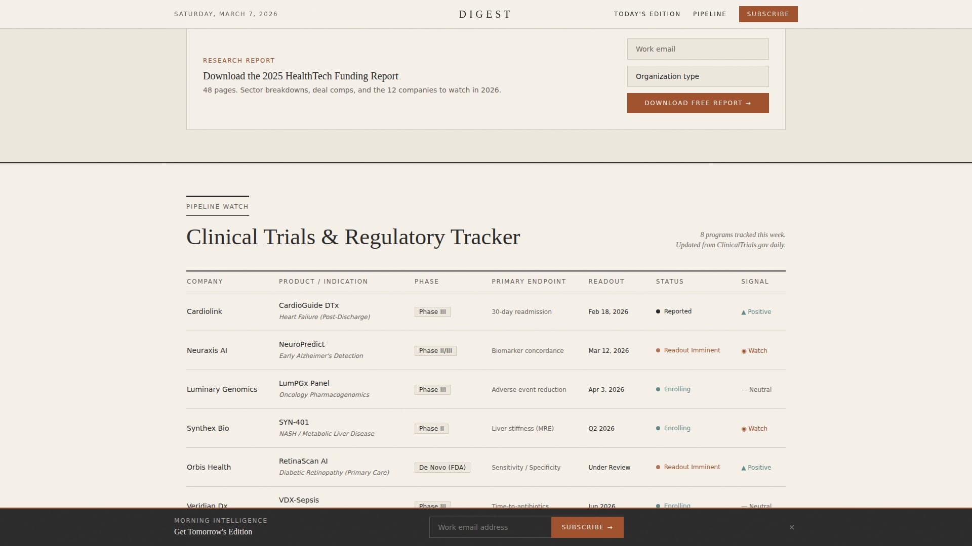 Digest - Authoritative Healthtech Landing Page Template