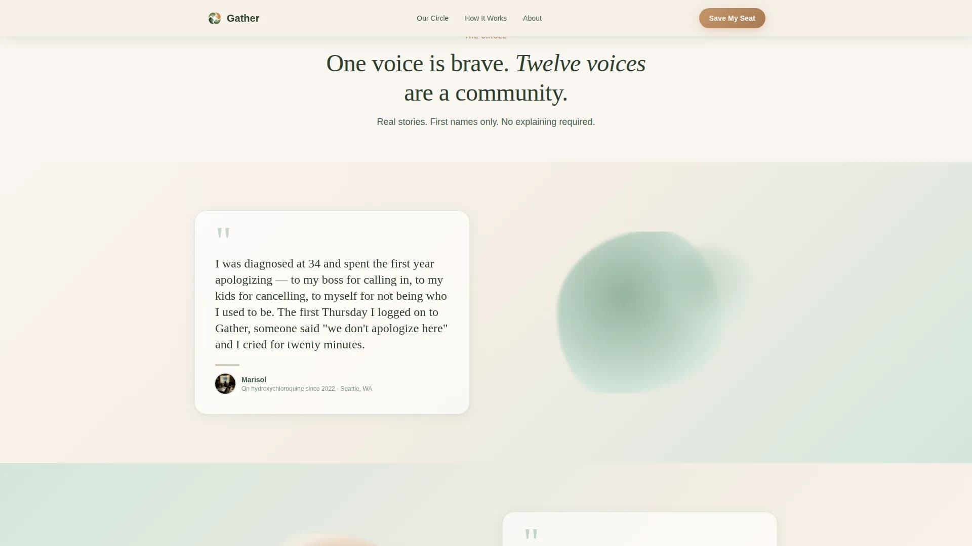 Gather — Inclusive Peer Support Landing Page Template