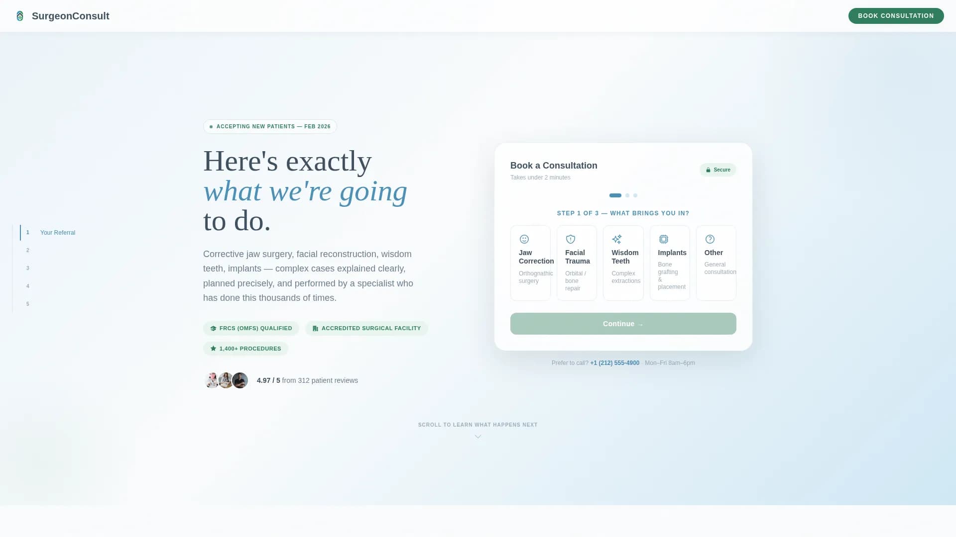 Maxillofacial Surgeon Specialist Booking Website Template