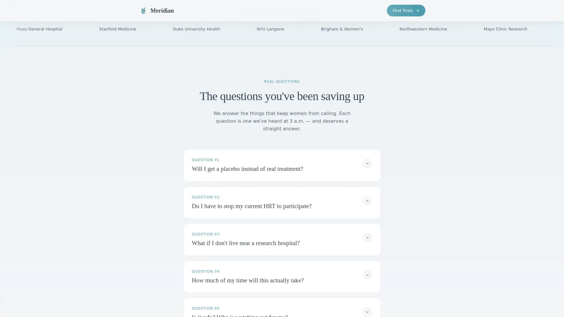 Menopause Care FAQ Website Template