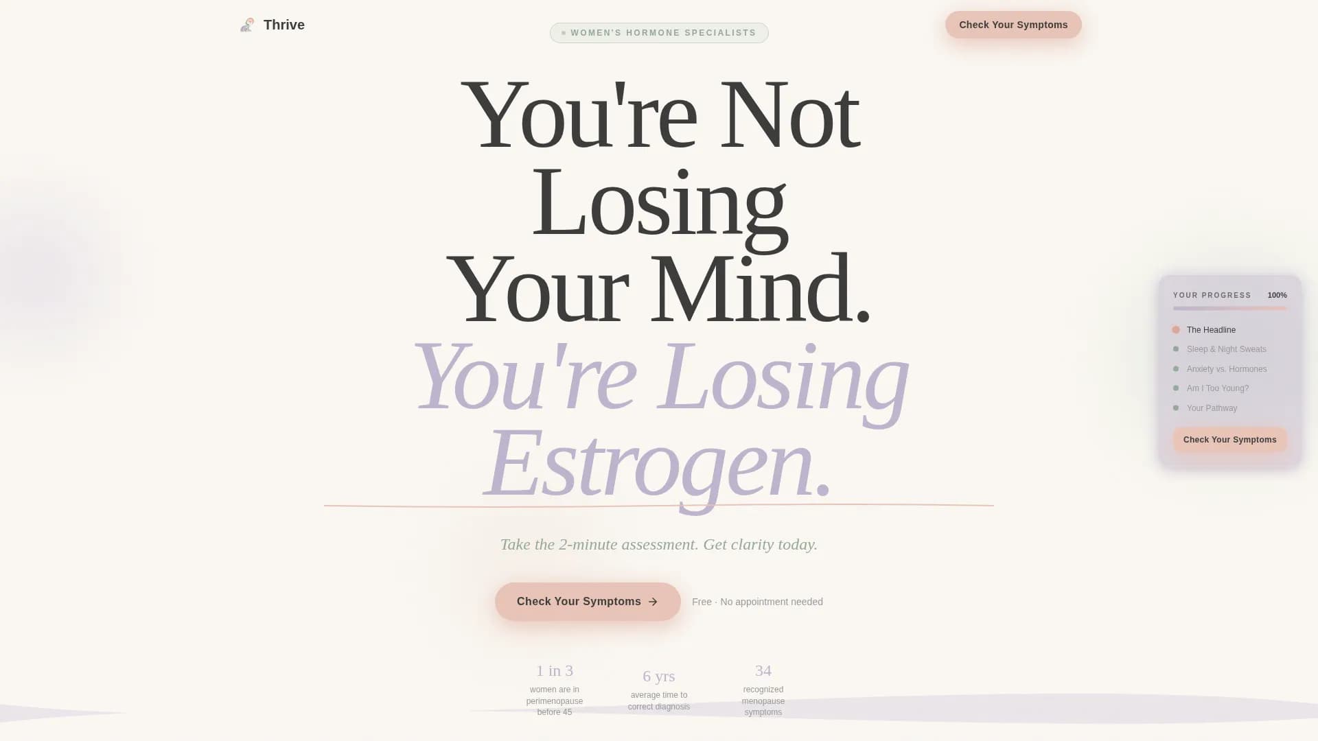 Thrive - Menopause Clinic Landing page Template