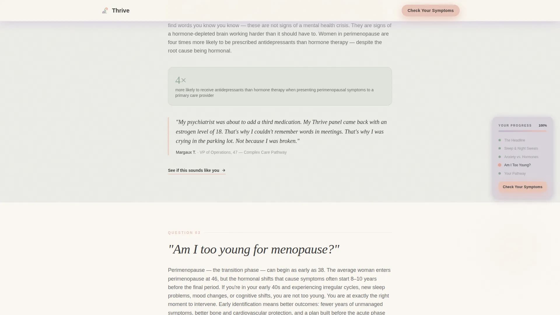Thrive - Menopause Clinic Landing page Template