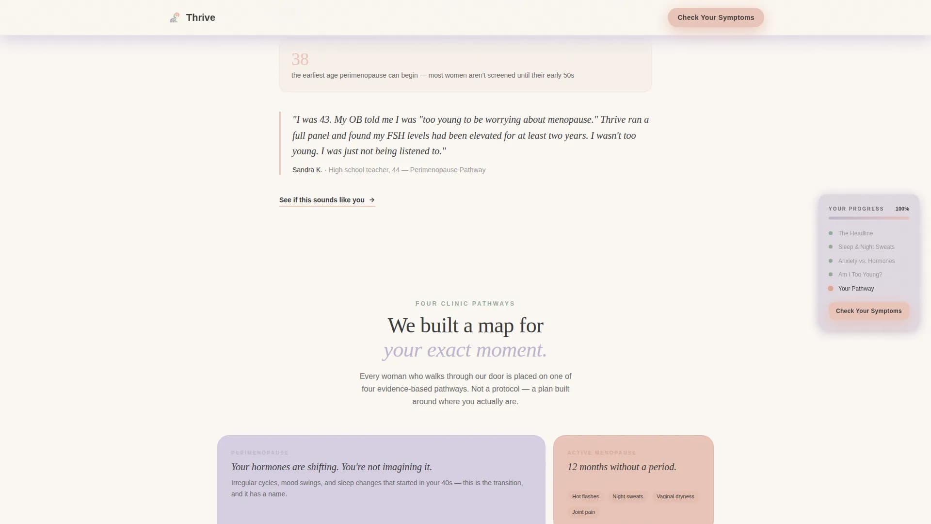 Thrive - Menopause Clinic Landing page Template