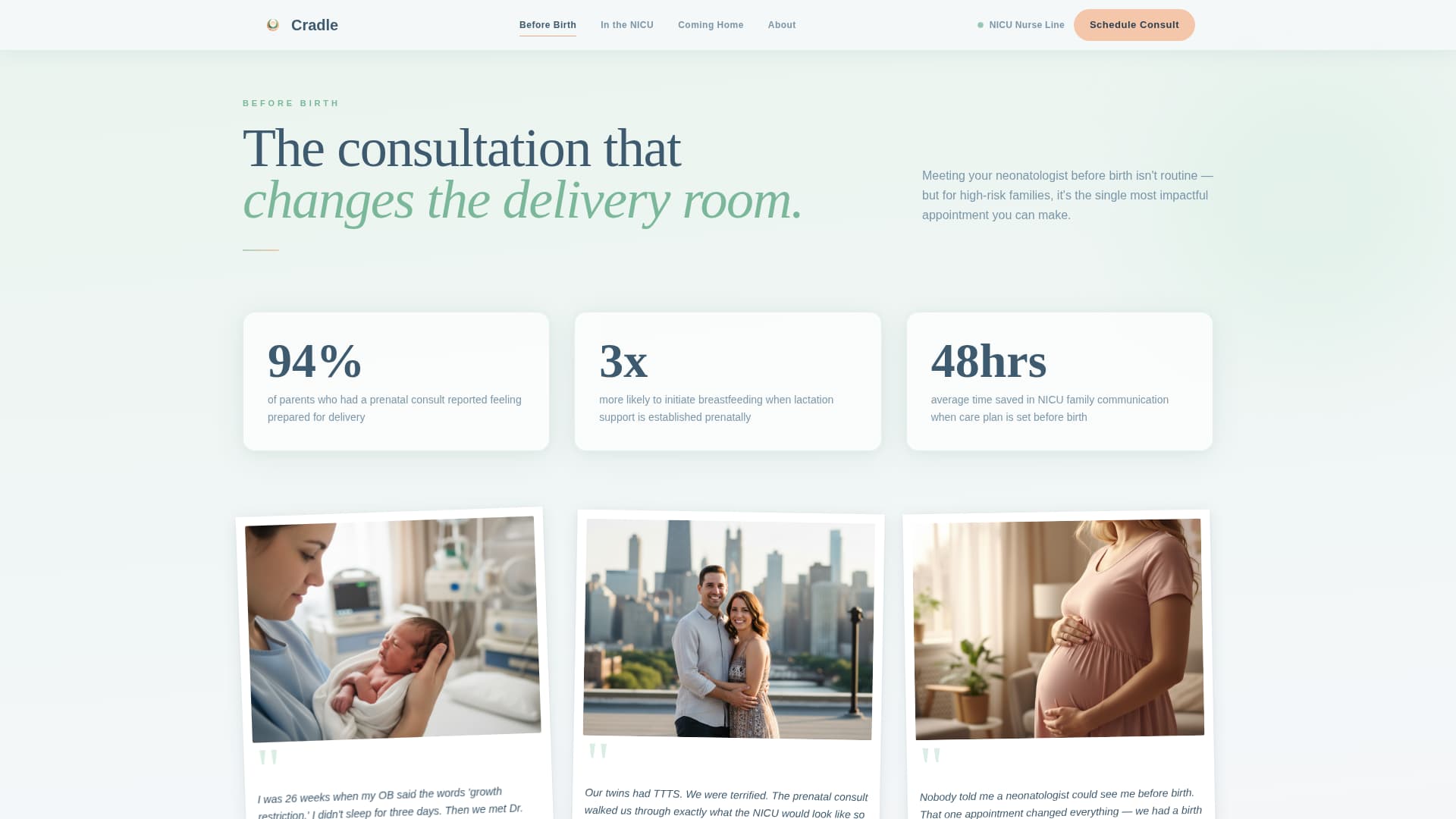 Neonatologist Practice Website Template with Gestational Risk Calculator