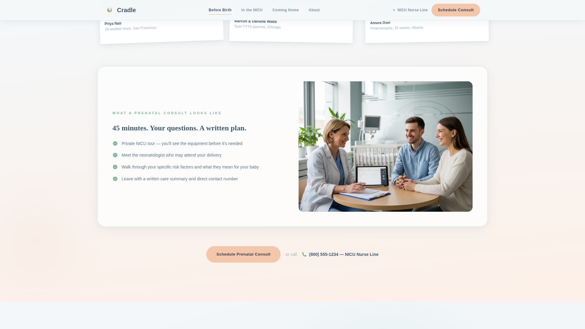 Neonatologist Practice Website Template with Gestational Risk Calculator