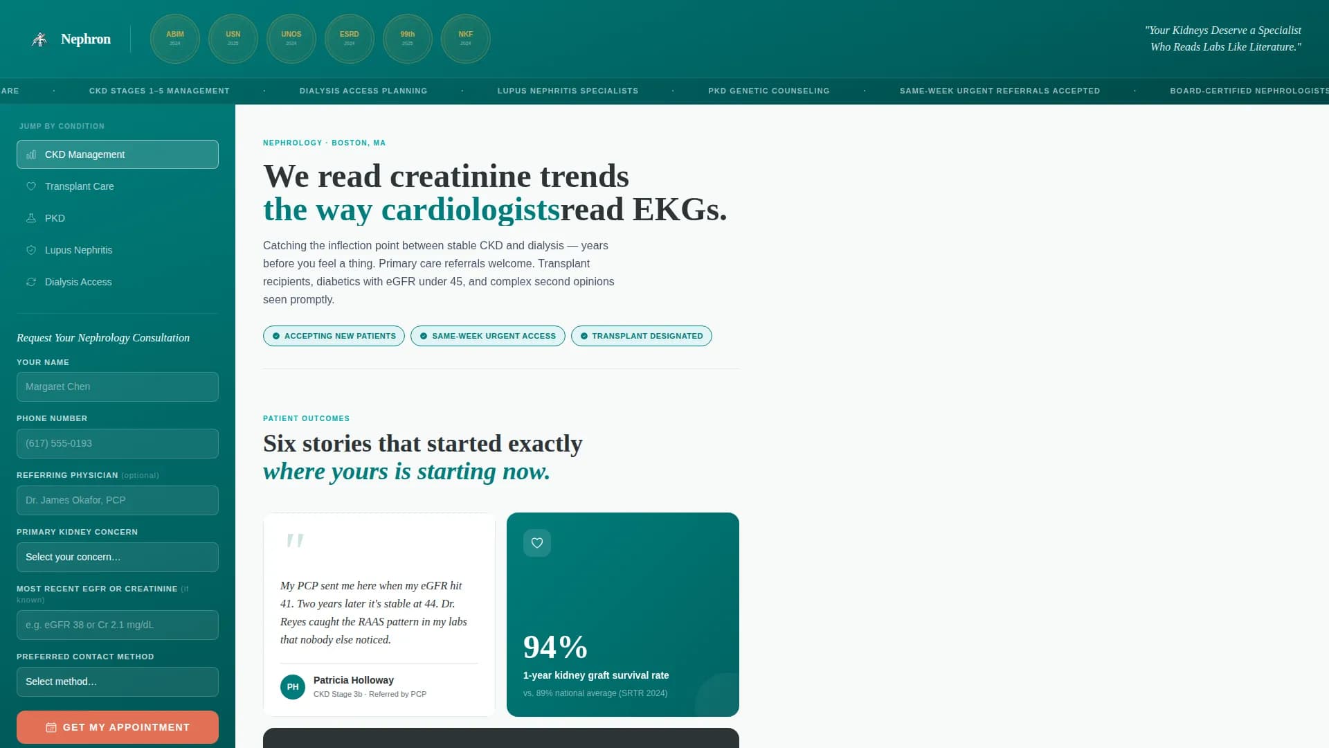 Nephrology Medicine Booking Website Template