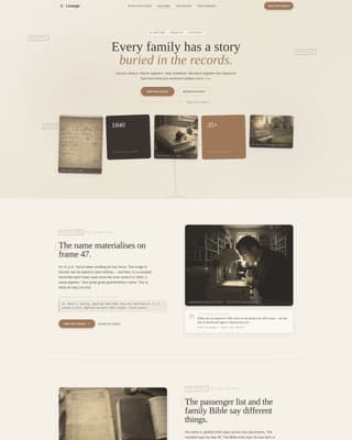 Lineage - Timeless Genealogy Landing Page Template