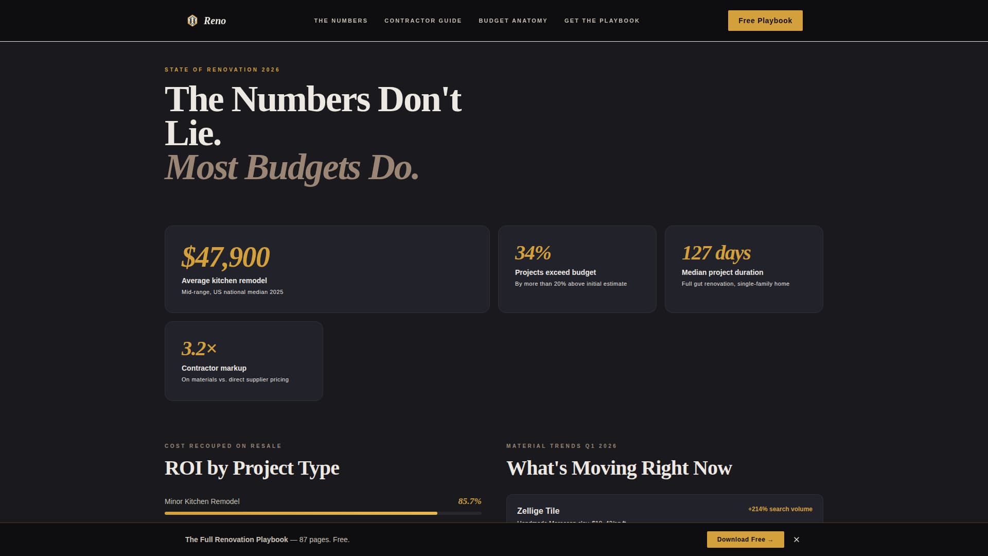 Reno - Cinematic Renovation Landing Page Template