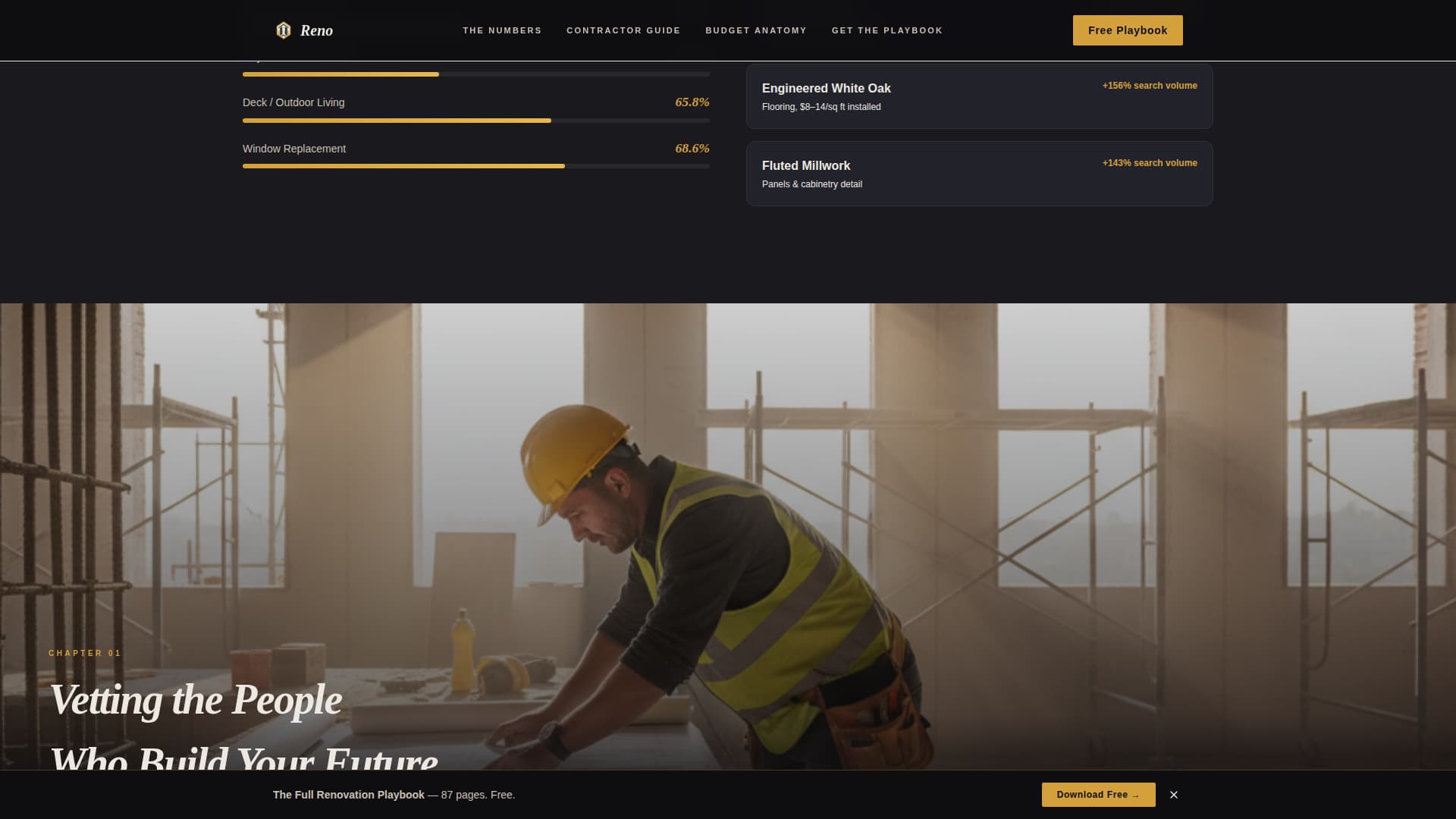 Reno - Cinematic Renovation Landing Page Template