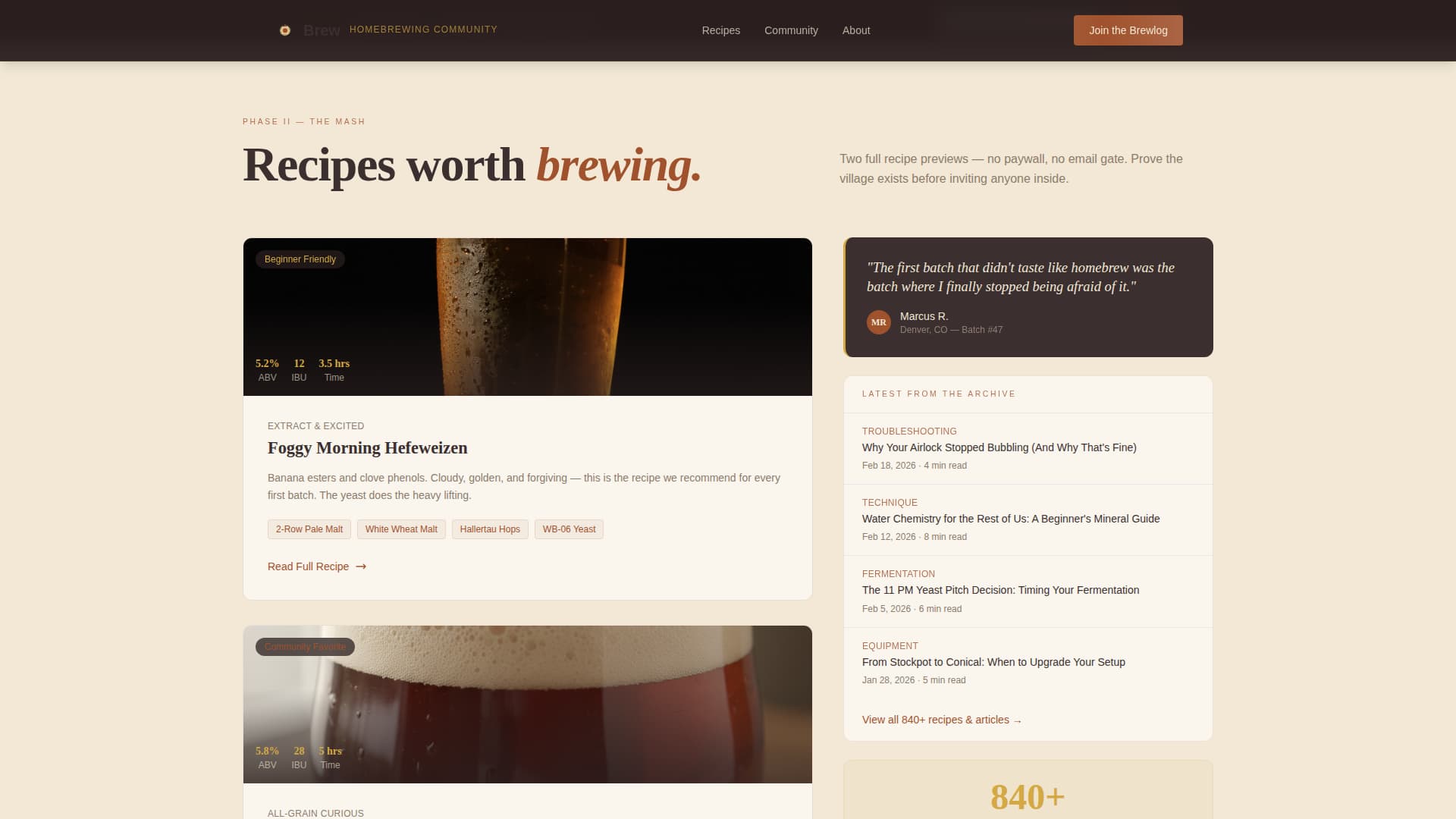 Brew - Handcrafted Homebrewing Landing Page Template