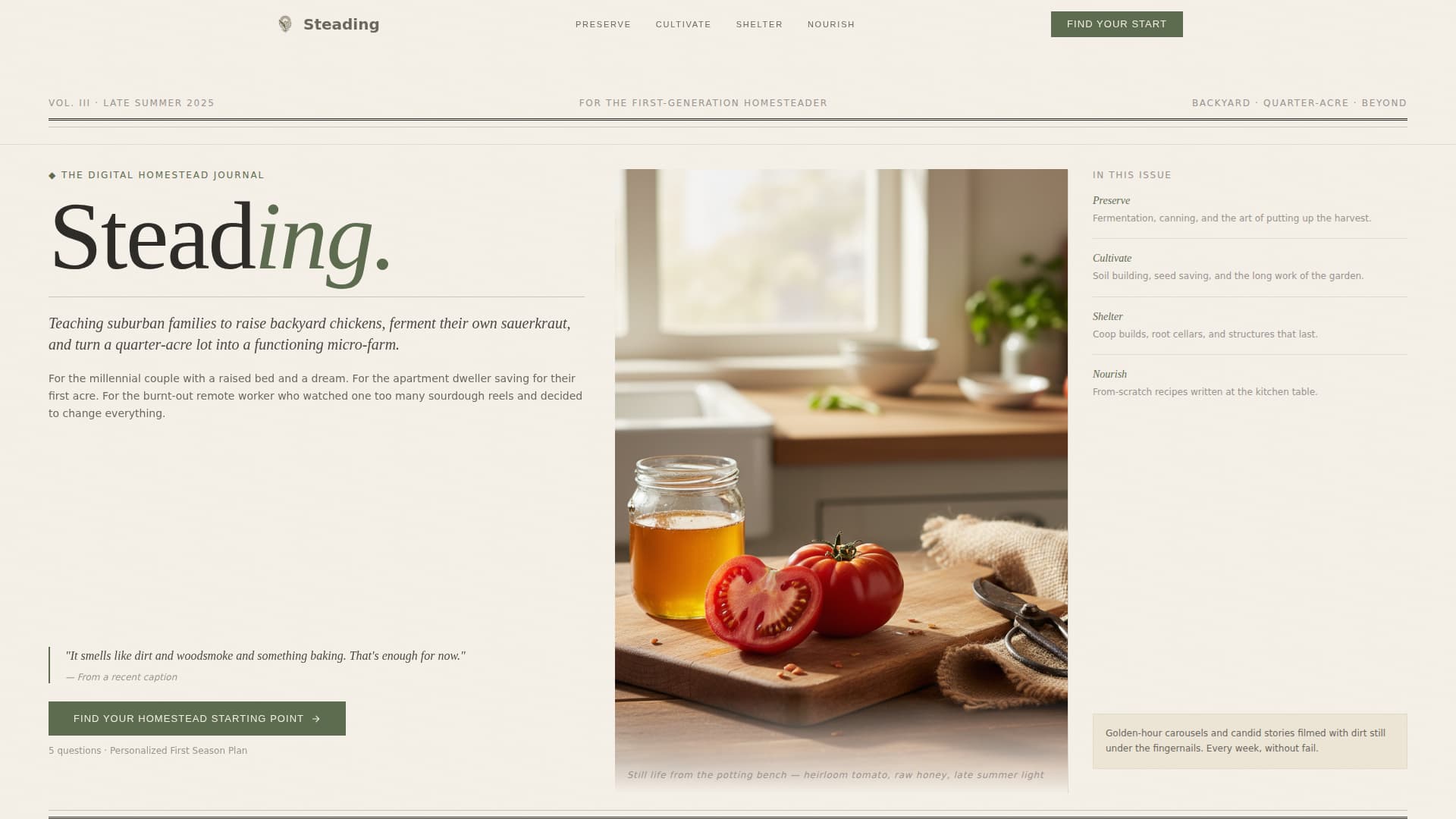 Steading - Rustic Homesteading Landing Page Template