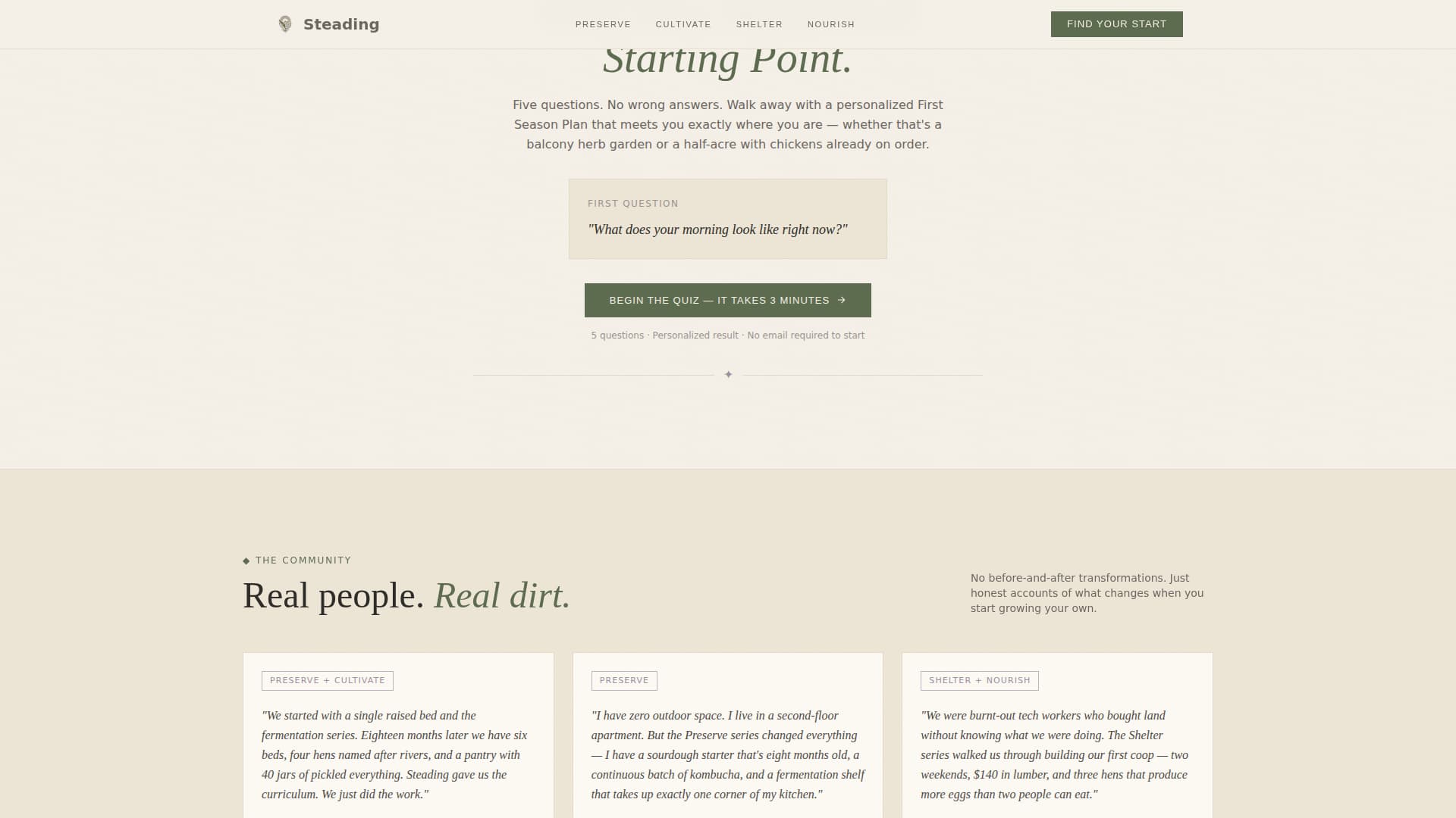 Steading - Rustic Homesteading Landing Page Template