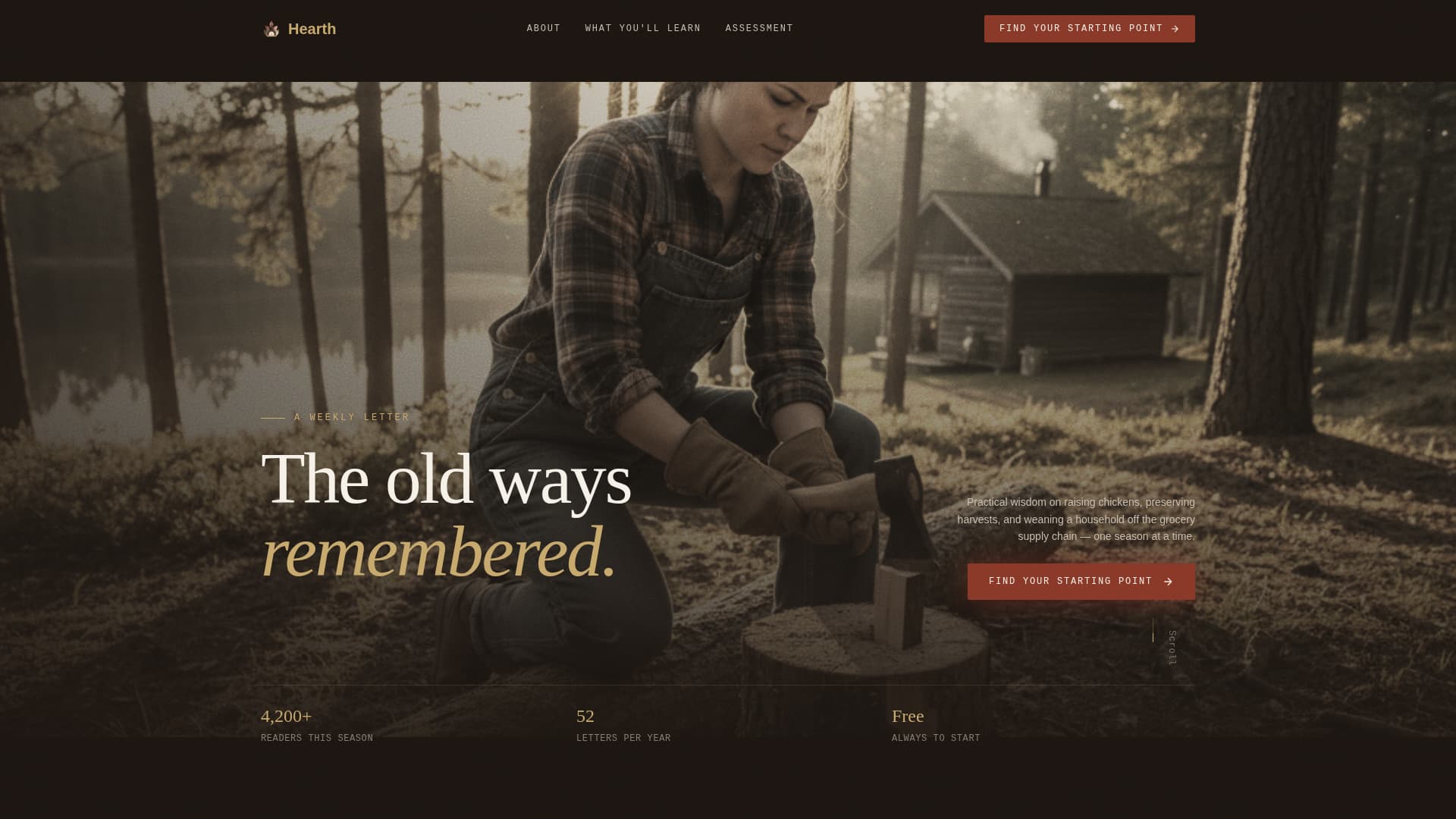Hearth - Rustic Homesteading Landing Page Template