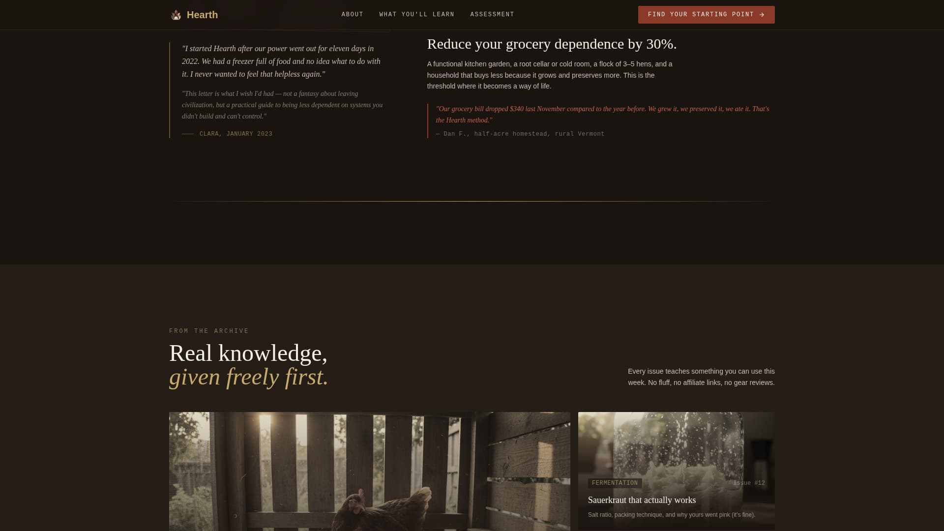 Hearth - Rustic Homesteading Landing Page Template