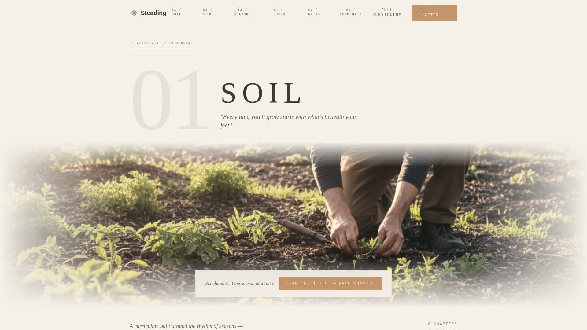 Steading - Seasonal Homesteading Landing Page Template