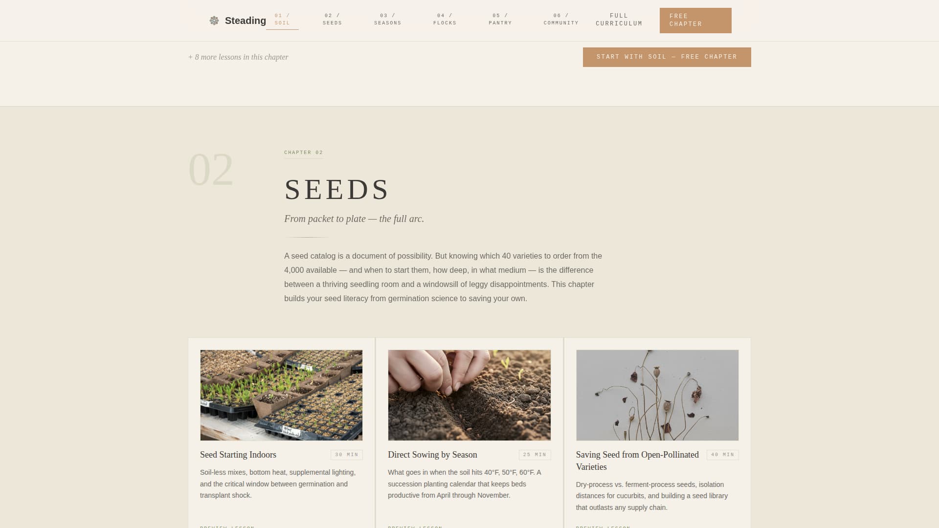 Steading - Seasonal Homesteading Landing Page Template