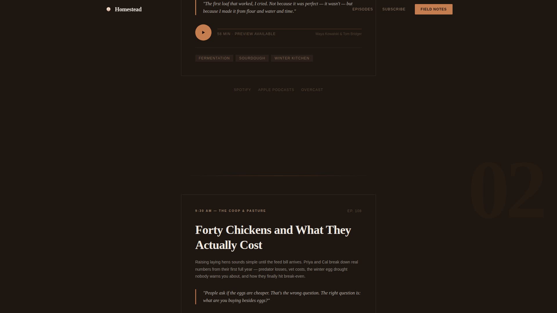 Homestead - Rustic Podcast Landing Page Template