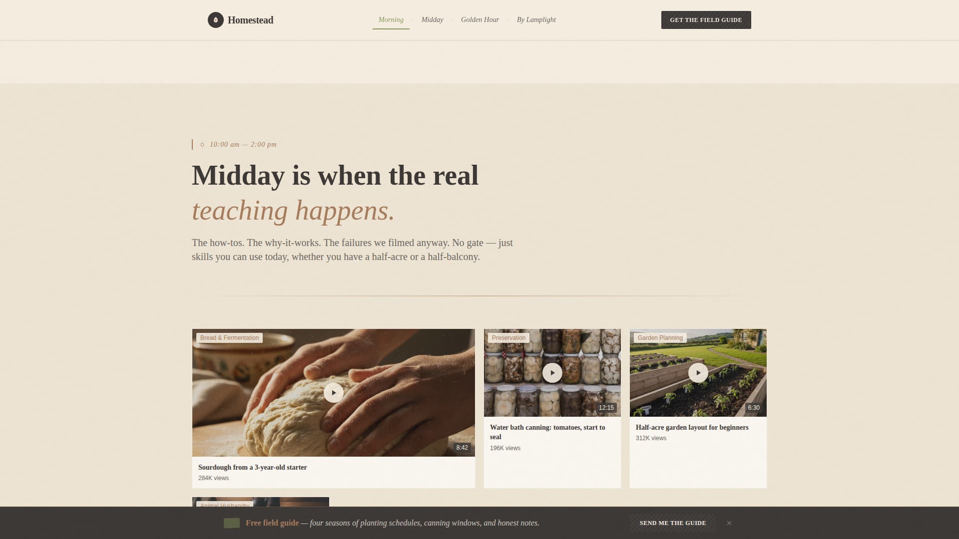 Homestead — Sustainable Off-Grid Landing Page Template