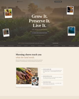 Homestead — Sustainable Off-Grid Landing Page Template