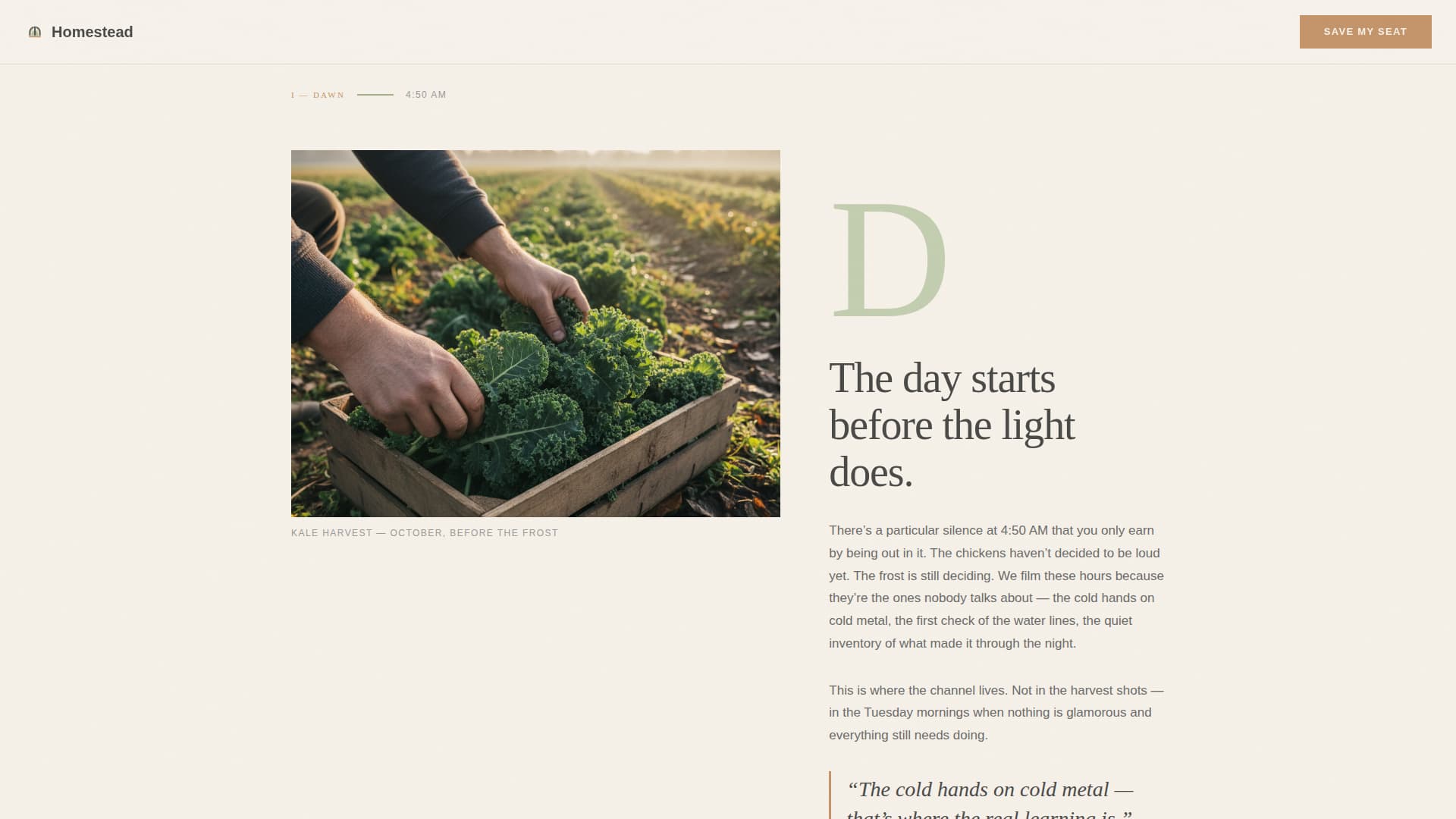 Homestead - Rustic Selfsufficiency Landing Page Template