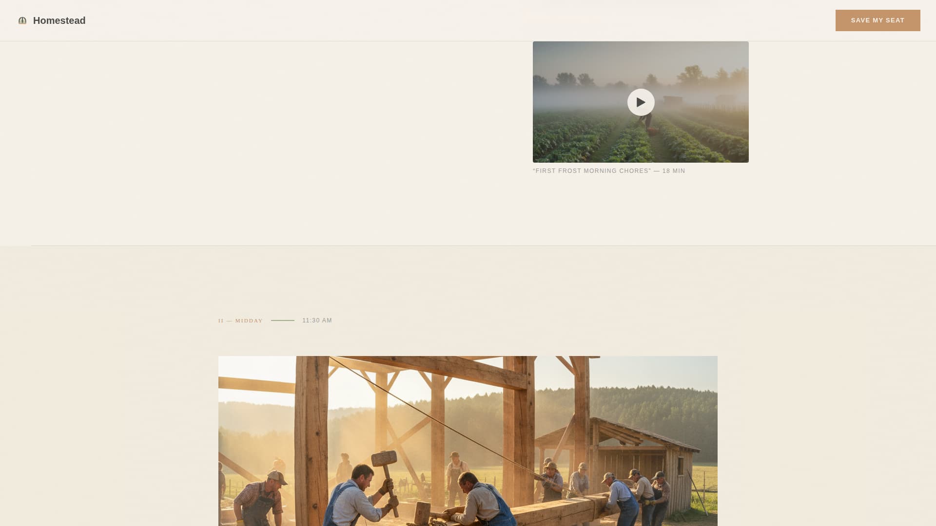 Homestead - Rustic Selfsufficiency Landing Page Template