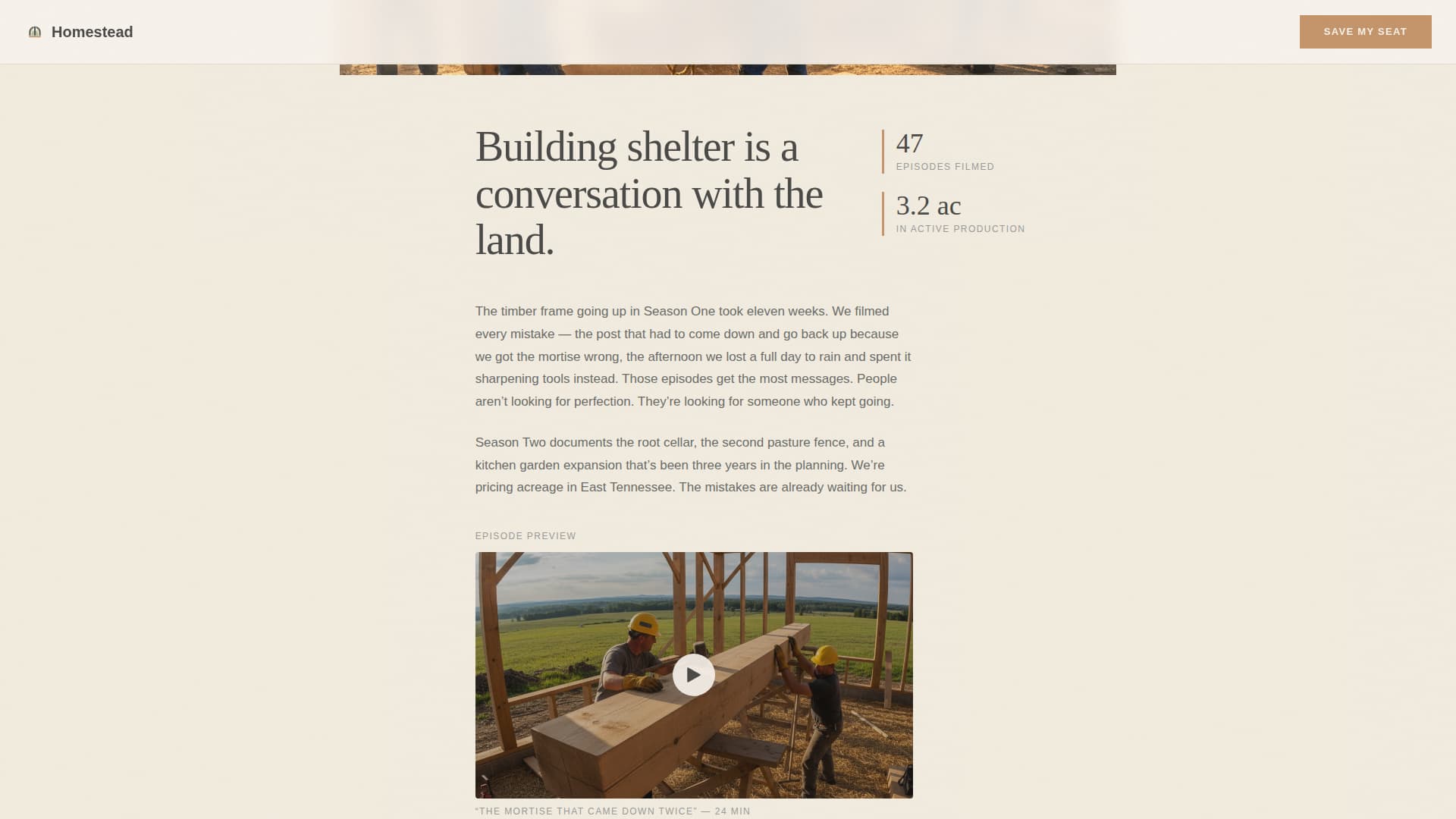 Homestead - Rustic Selfsufficiency Landing Page Template