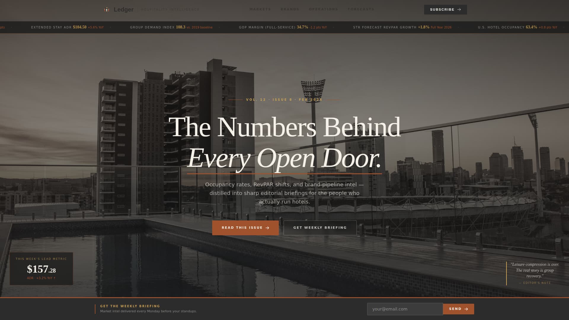 Ledger - Authoritative Hospitality Landing Page Template