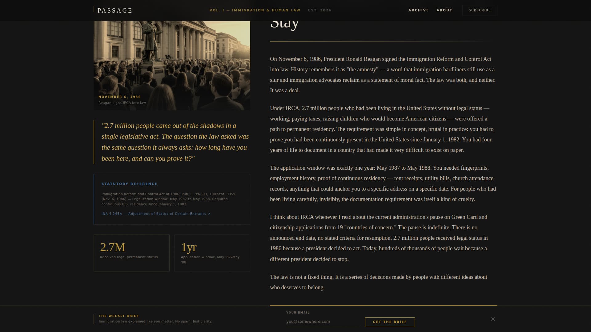 Passage - Cinematic Immigration Landing Page Template