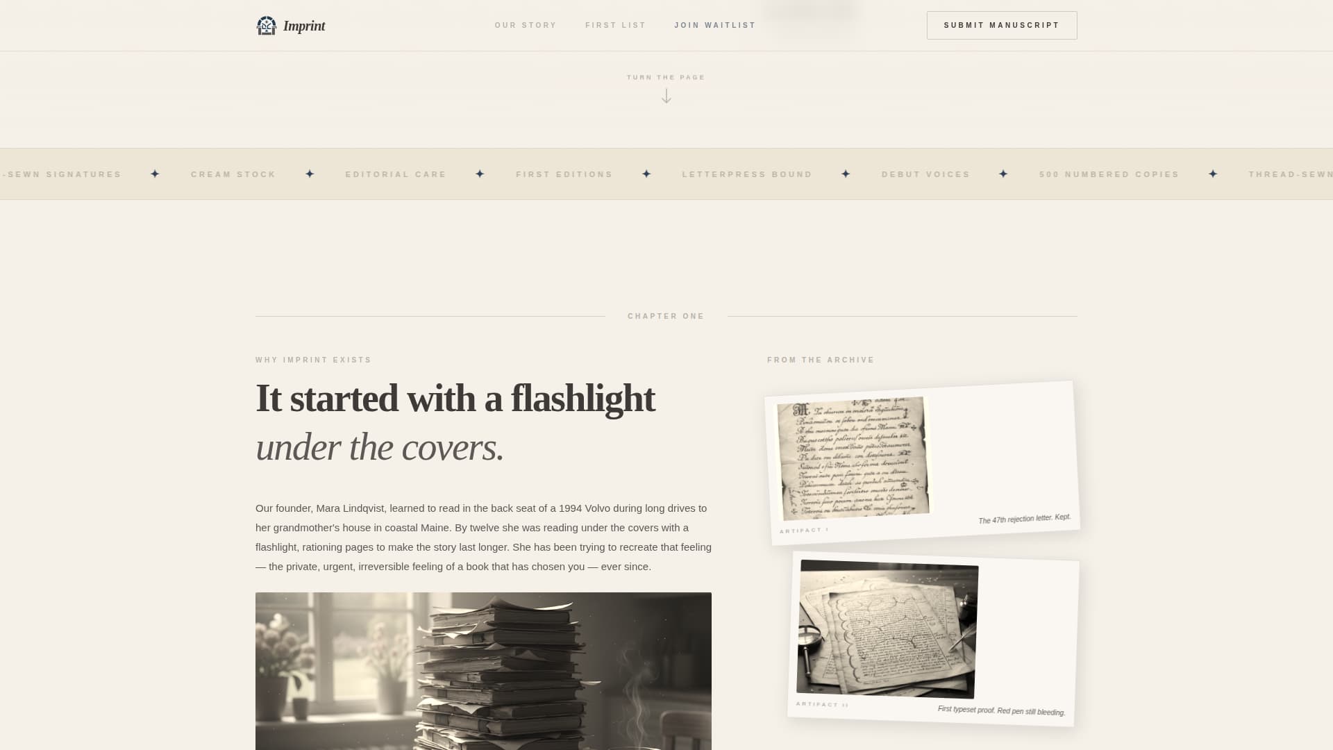 Imprint - Timeless Publisher Landing Page Template