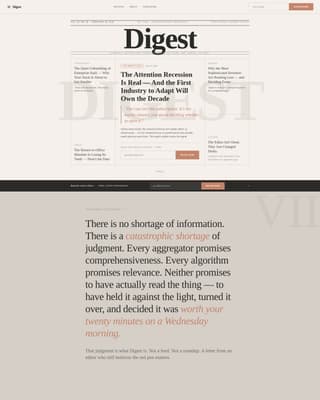 Digest - Curated Newsletter Landing Page Template