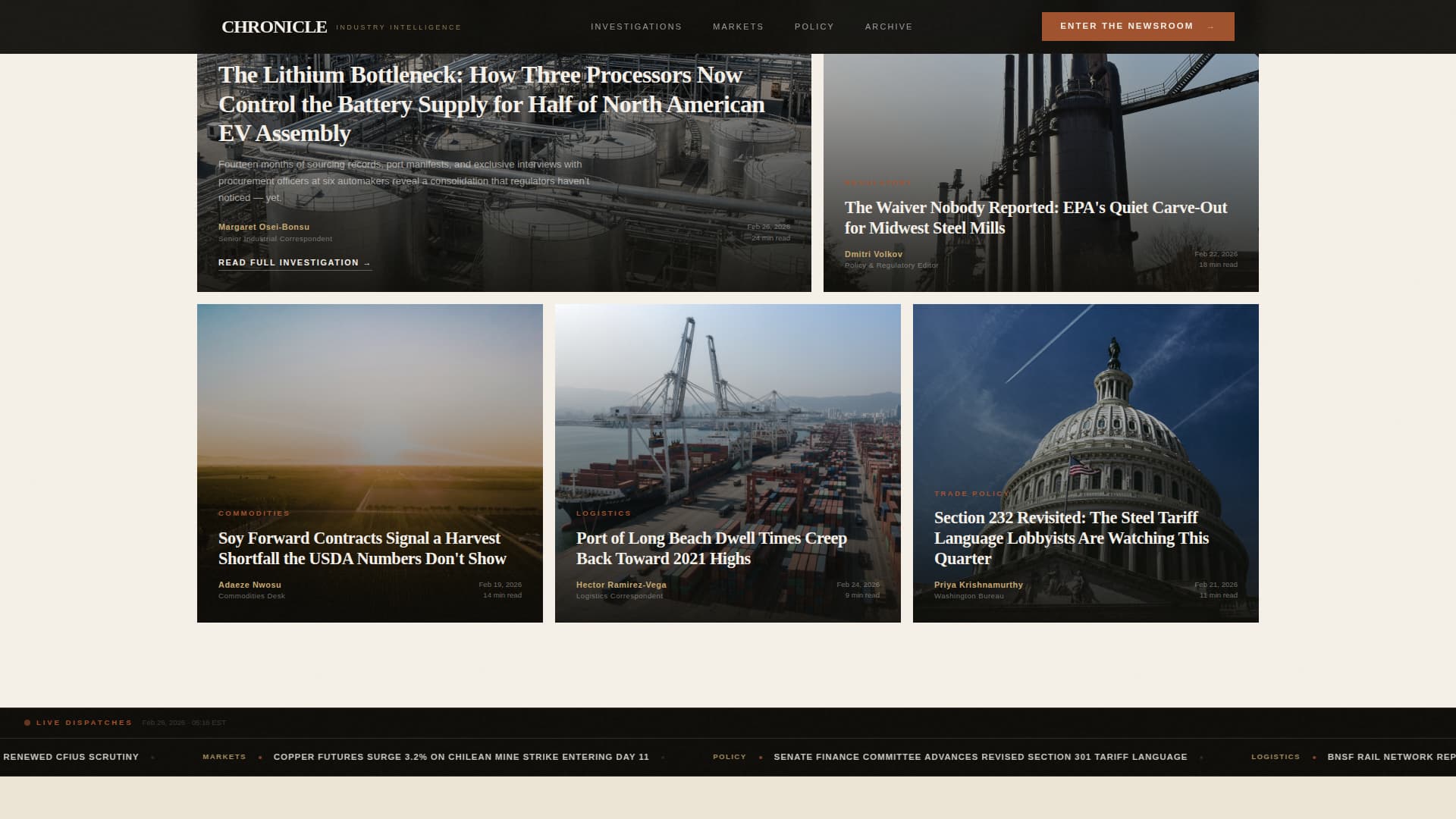 Chronicle - Authoritative Industrynews Landing Page Template