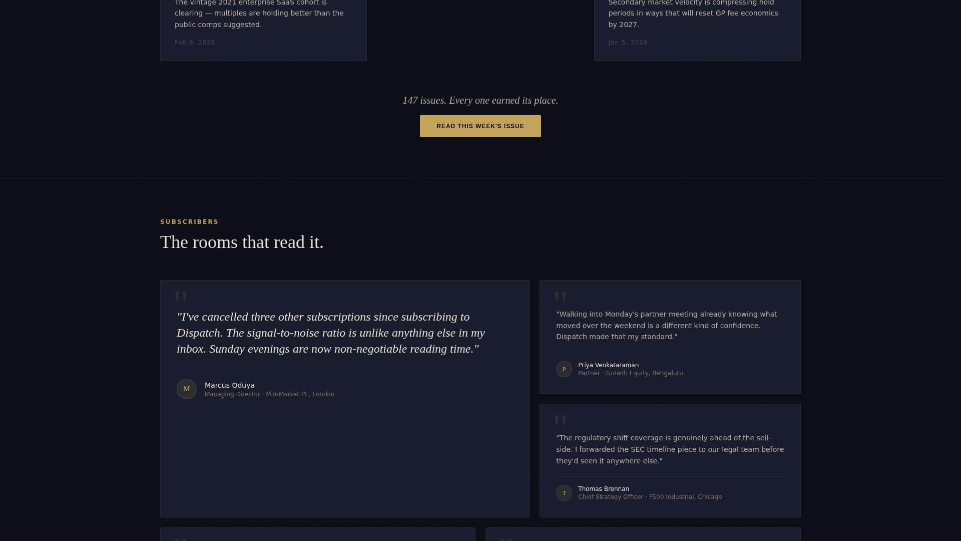 Dispatch - Cinematic Newsletter Landing Page Template